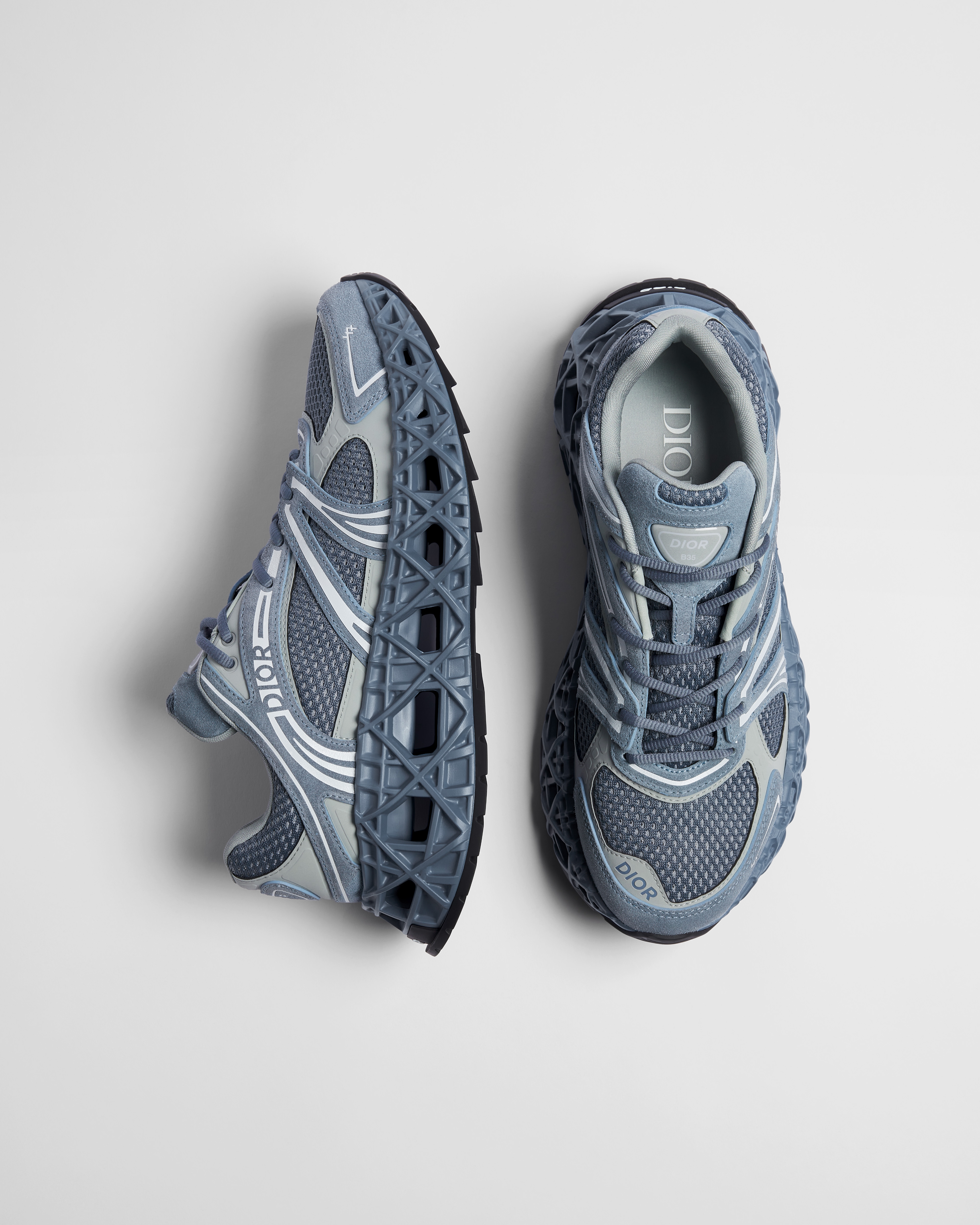 B35 NXXT Sneaker Blue Suede, Gray Technical Fabric and Blue Technical Mesh E06