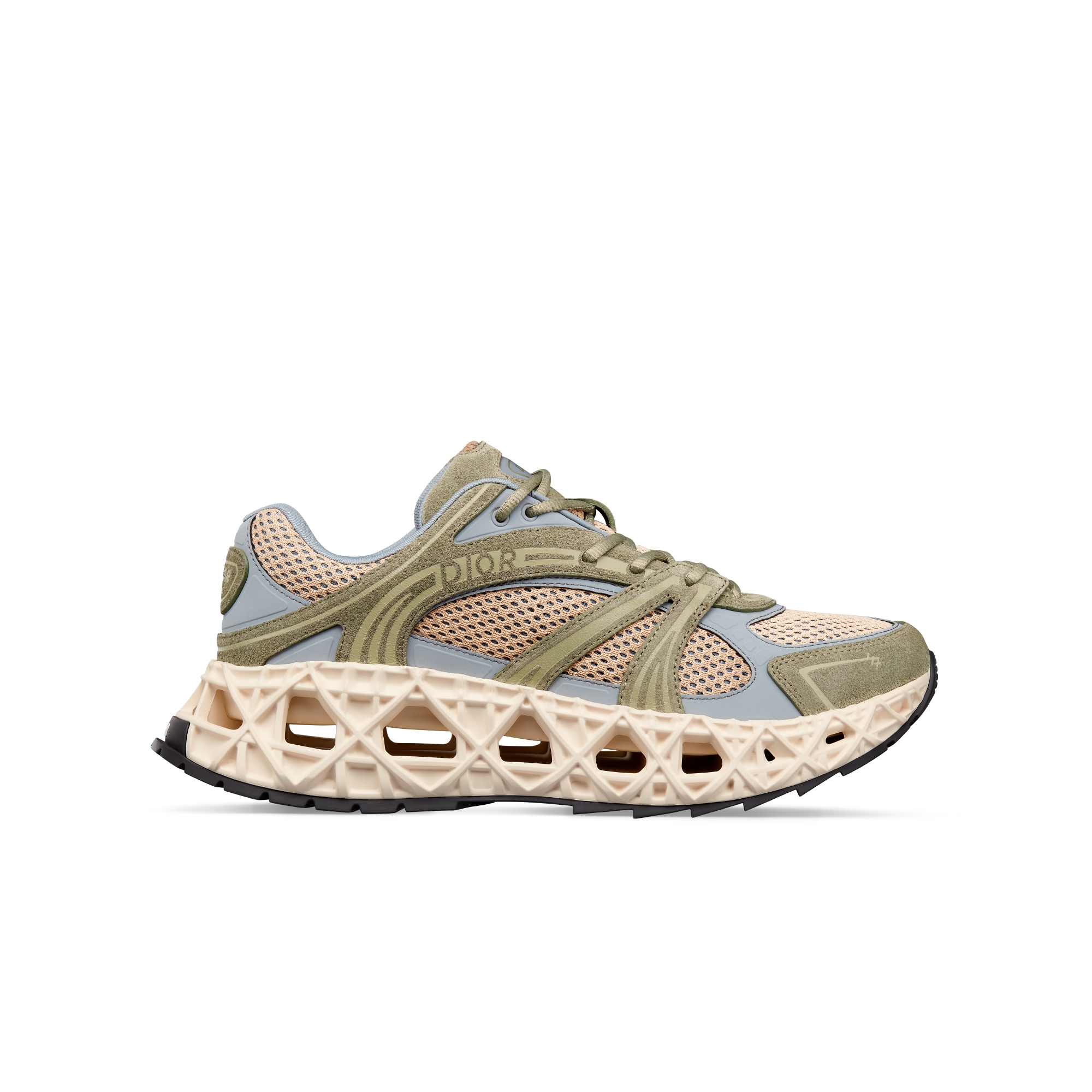 B35 NXXT Sneaker Green Suede, Gray Technical Fabric and Brown Technical Mesh E02