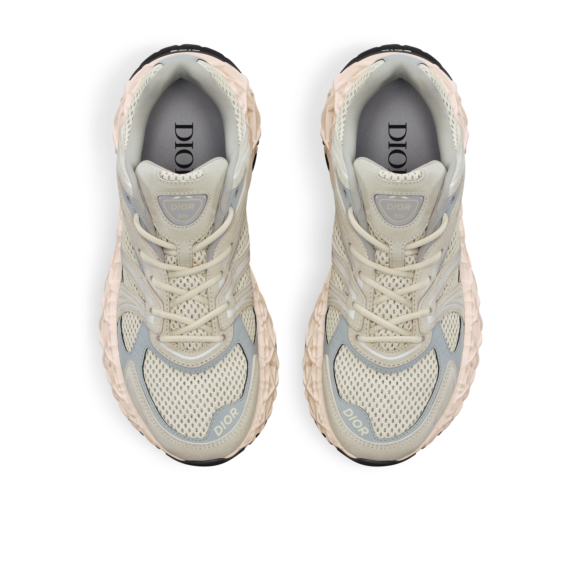 Sneaker B35 NXXT Ante crema, tejido técnico gris y tejido técnico de malla crema E06