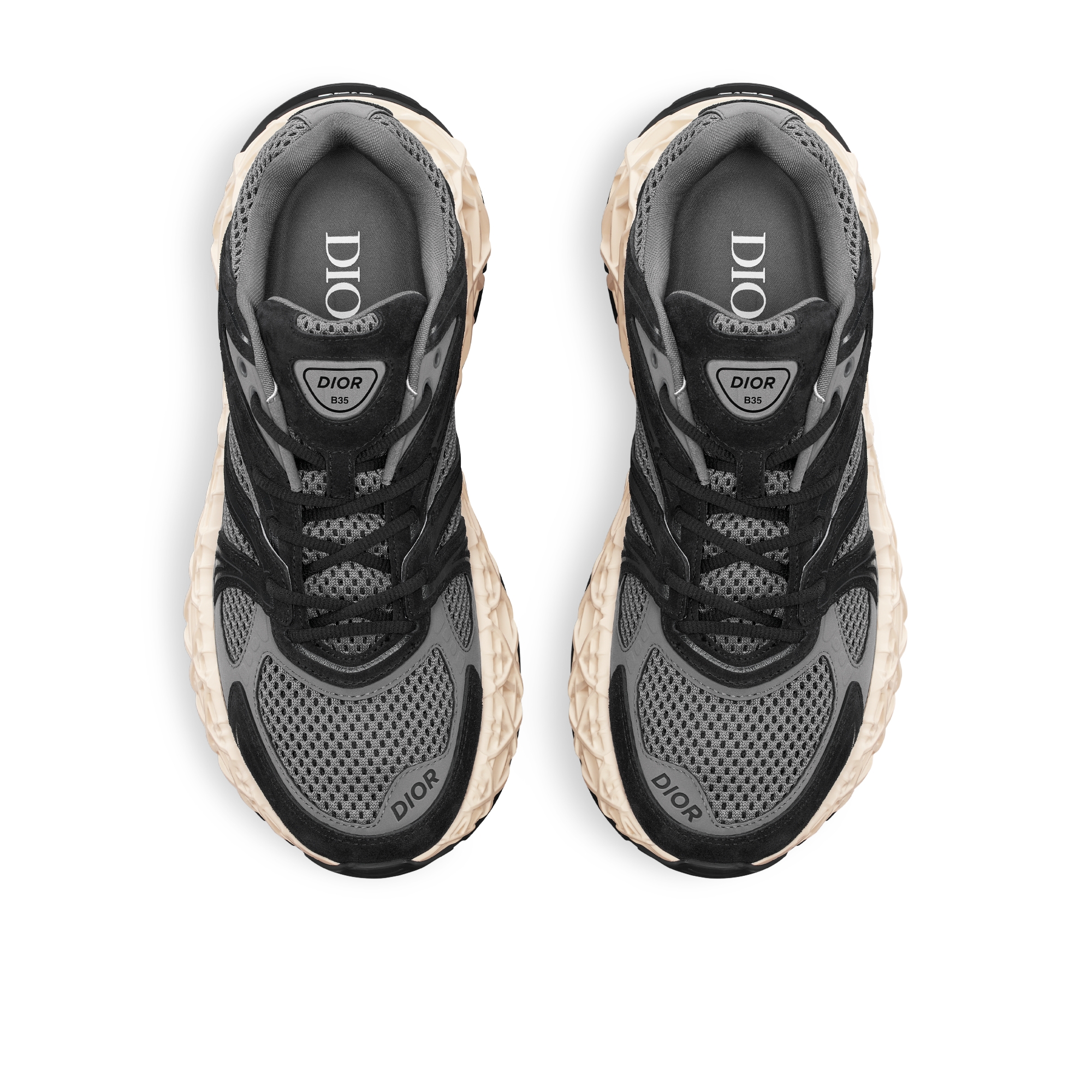 B35 NXXT Sneaker Black Suede, Gray Technical Fabric and Gray Technical Mesh E06