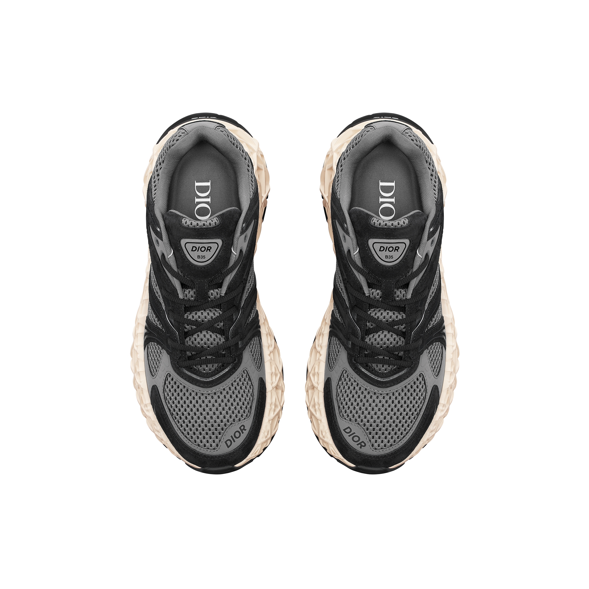 B35 NXXT Sneaker Black Suede, Gray Technical Fabric and Gray Technical Mesh E06