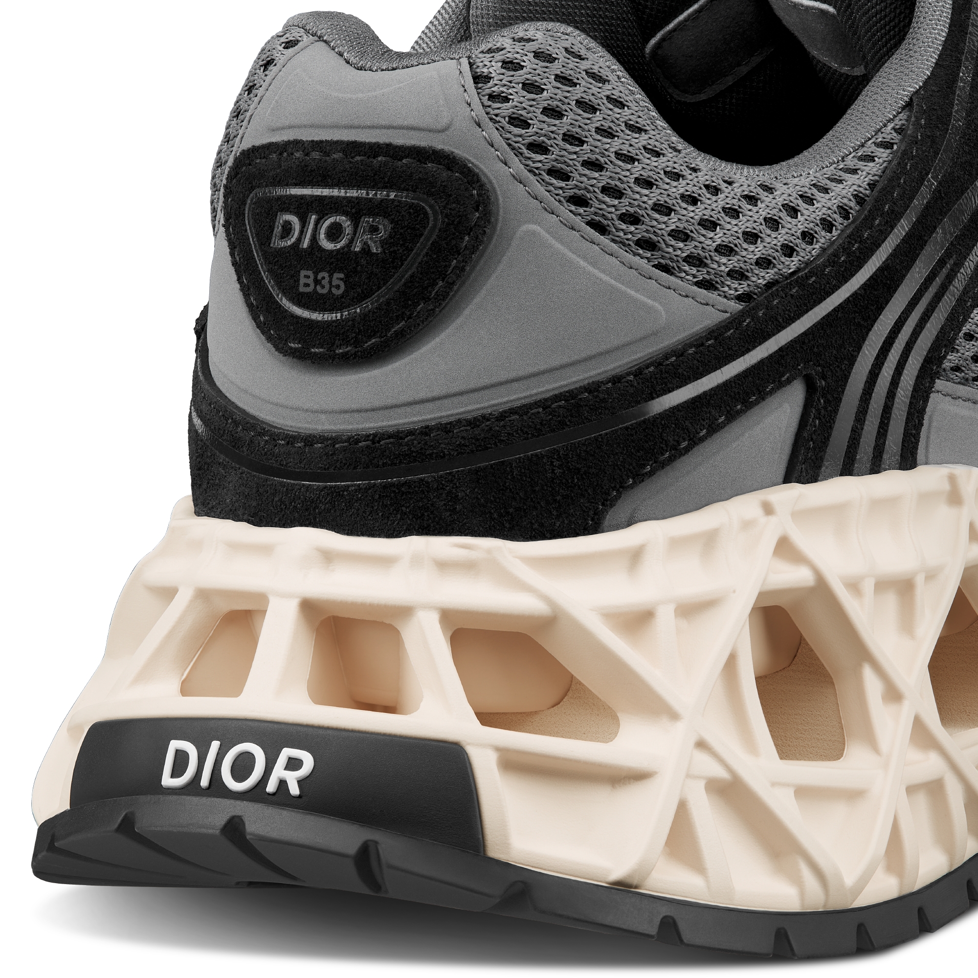 B35 NXXT Sneaker Black Suede, Gray Technical Fabric and Gray Technical Mesh E09