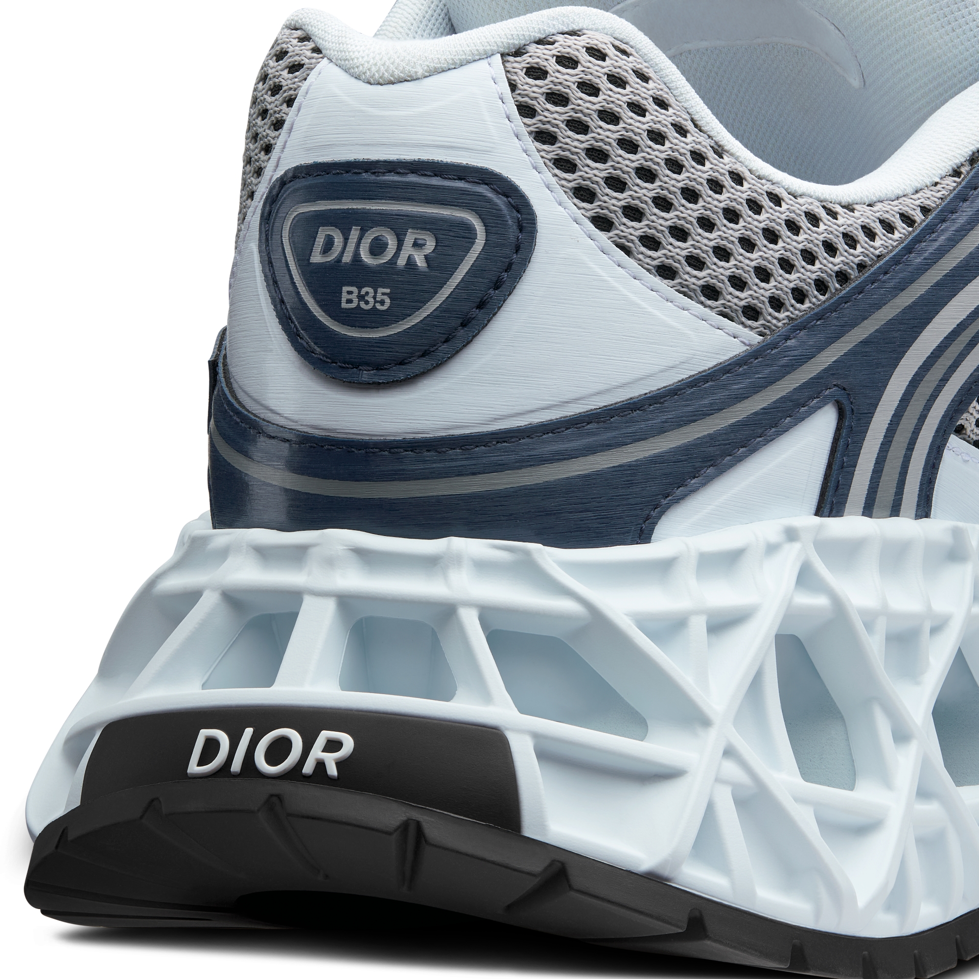 B35 NXXT Sneaker Light Blue and Navy Blue Technical Fabric with Gray Technical Mesh E09