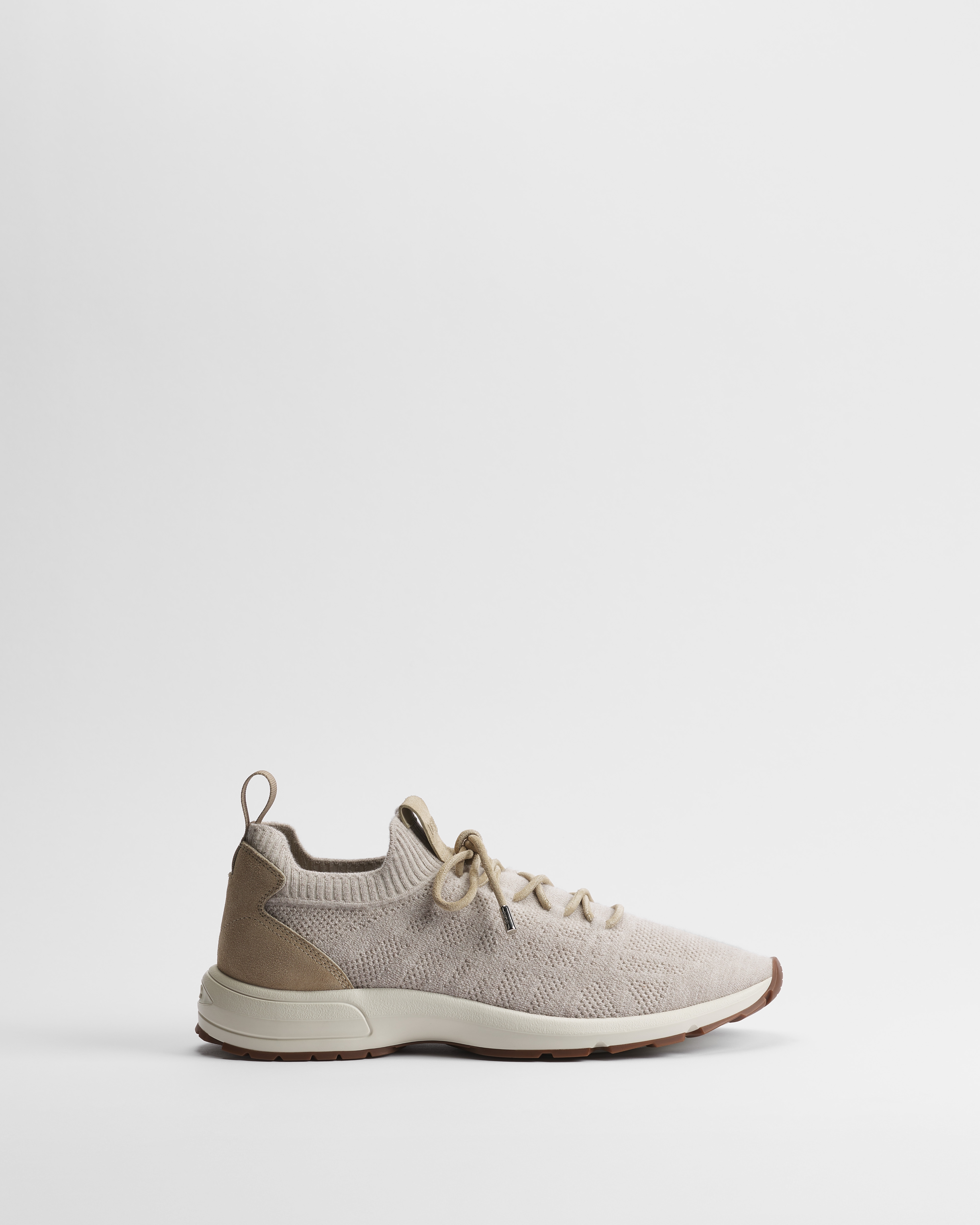 B80 Lounge Sneaker Beige Cannage Wool, Cashmere and Silk Knit with Beige Suede Calfskin E02