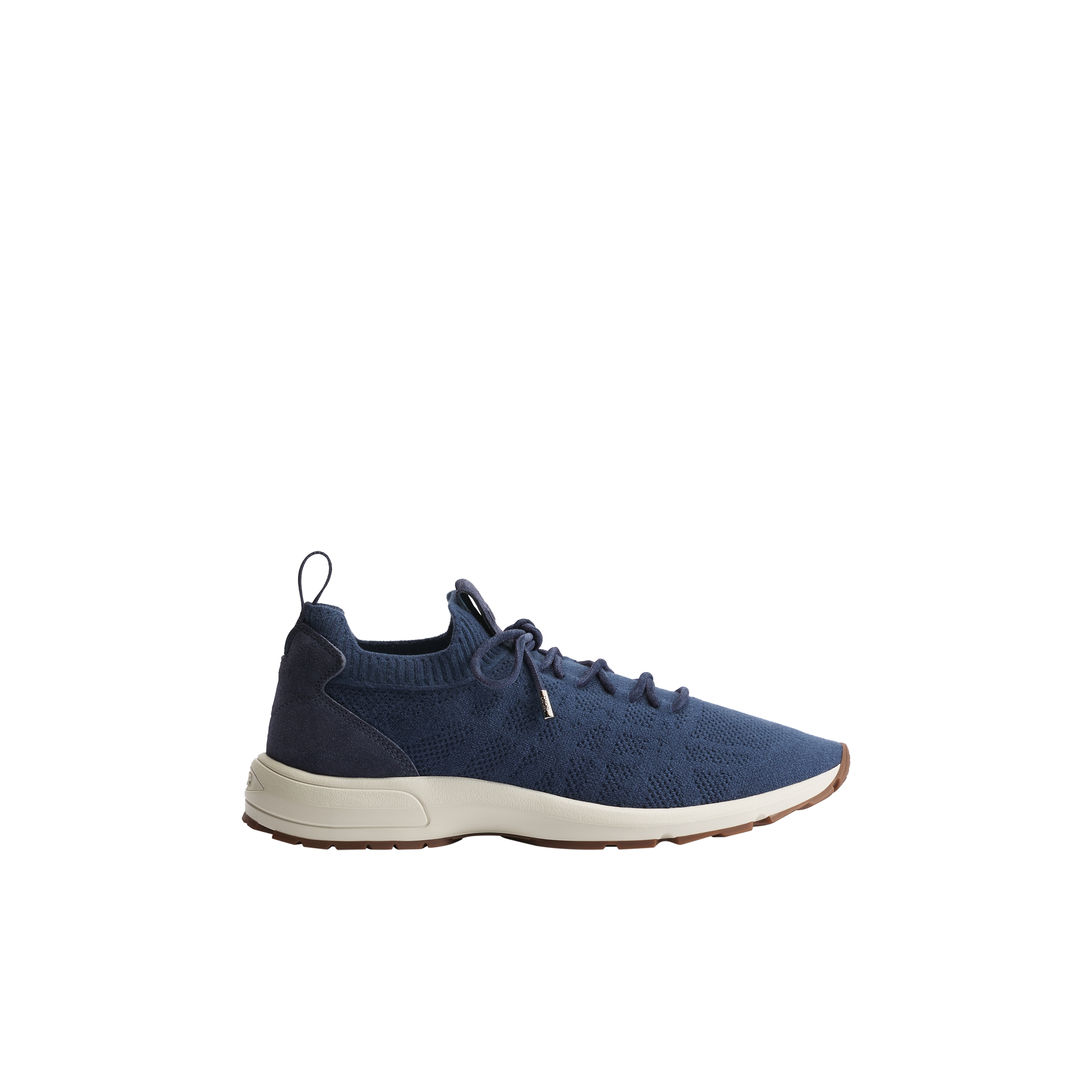  Blue Cannage Wool, Cashmere and Silk Knit with Blue Suede Calfskin