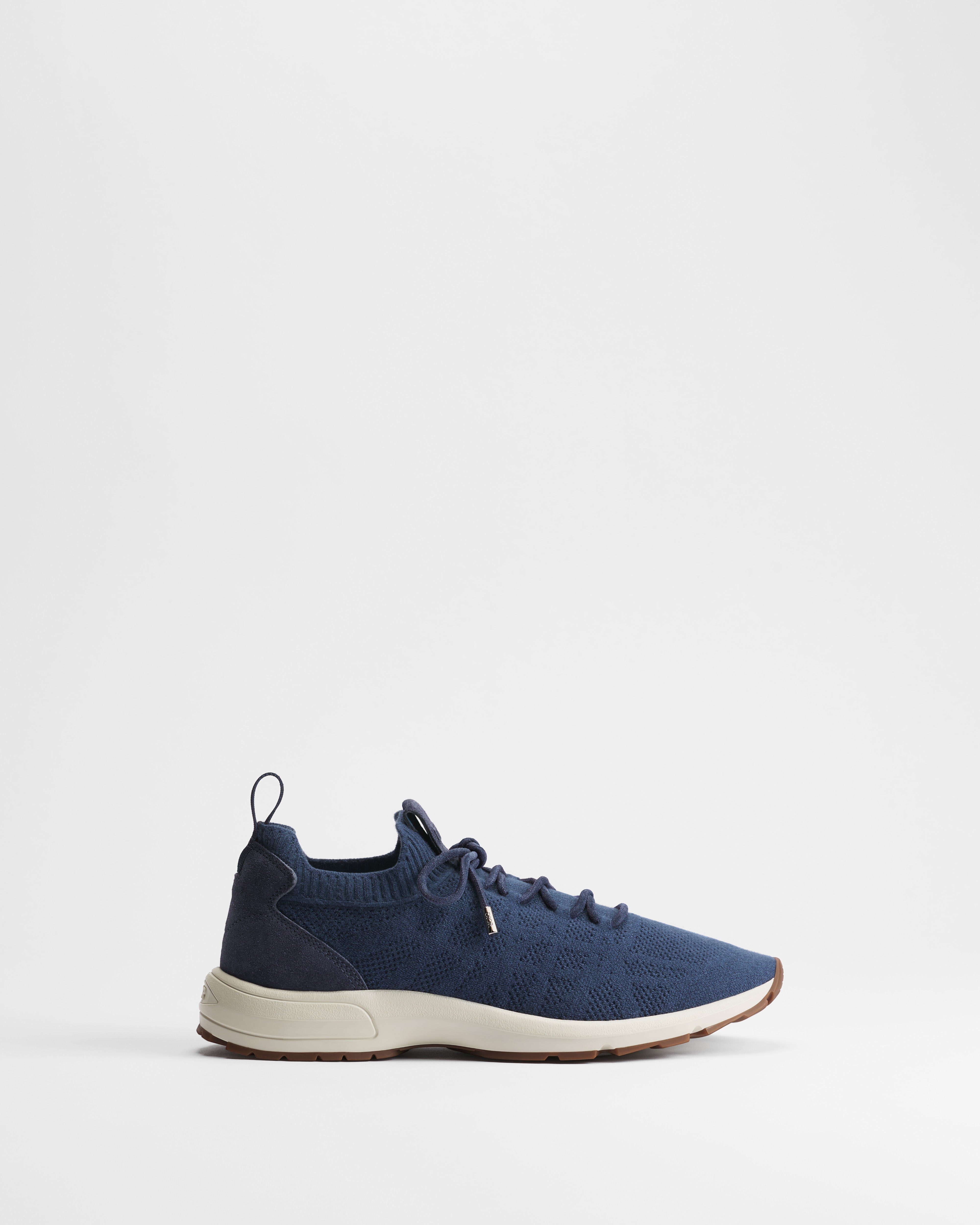 B80 Lounge Sneaker Blue Cannage Wool, Cashmere and Silk Knit with Blue Suede Calfskin E02