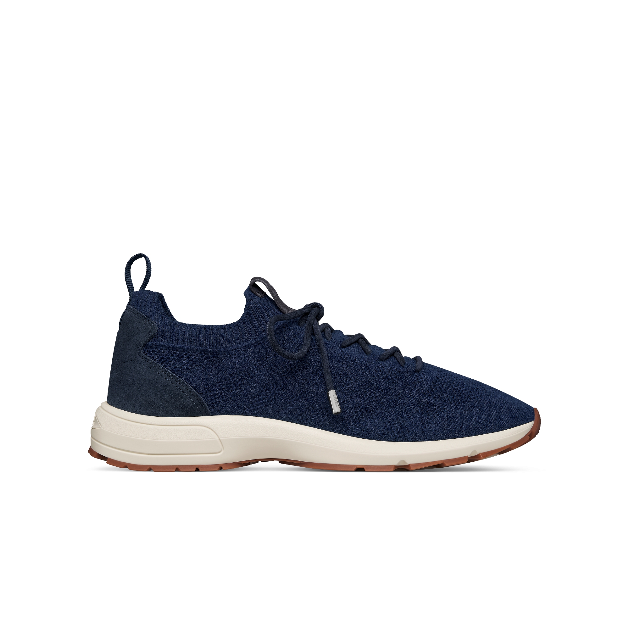 B80 Lounge Sneaker Navy Blue Cannage Cashmere, Wool and Silk Knit with Navy Blue Suede E02