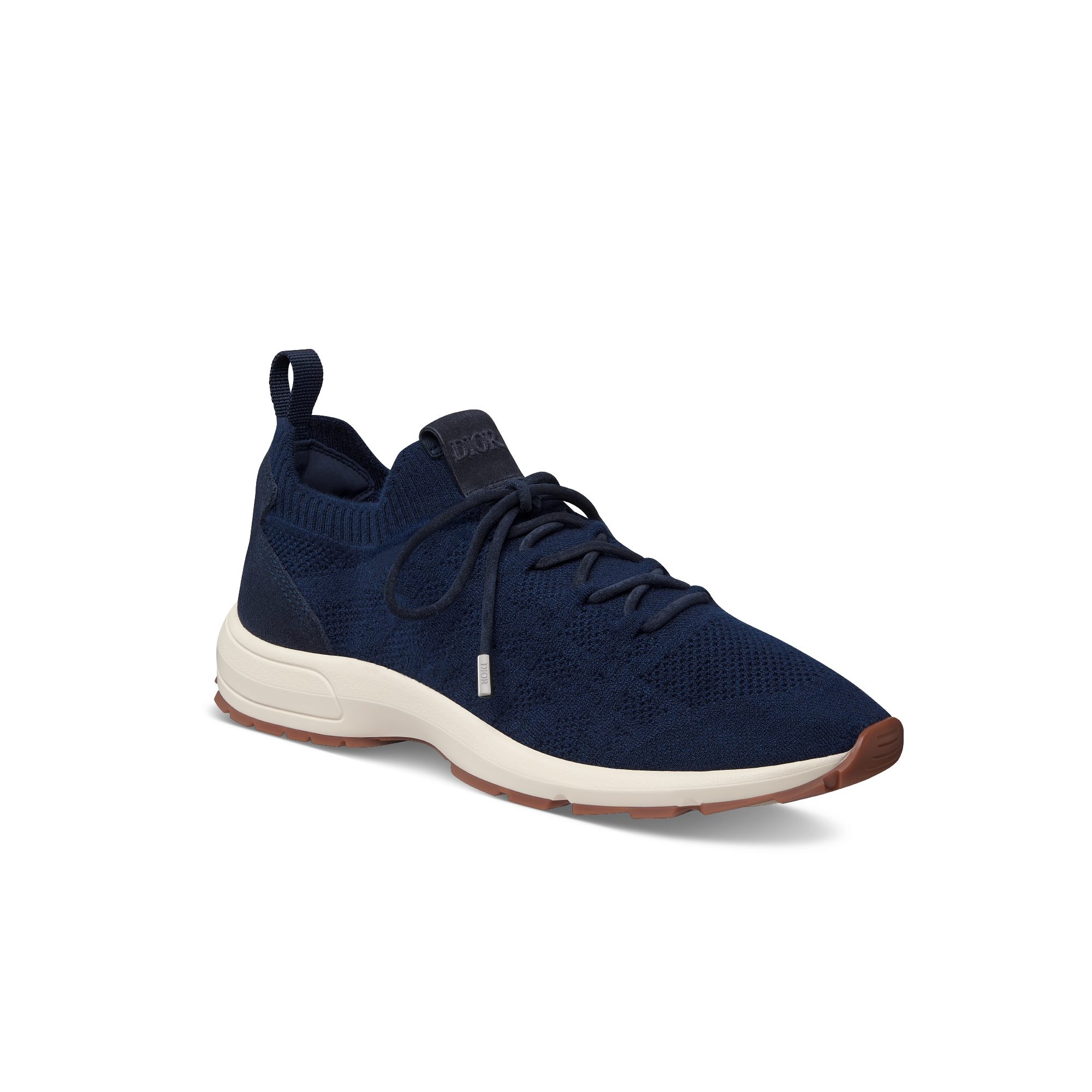 Sneaker B80 Lounge Maille de cachemire, laine, soie à motif Cannage bleu marine et suède bleu marine E03