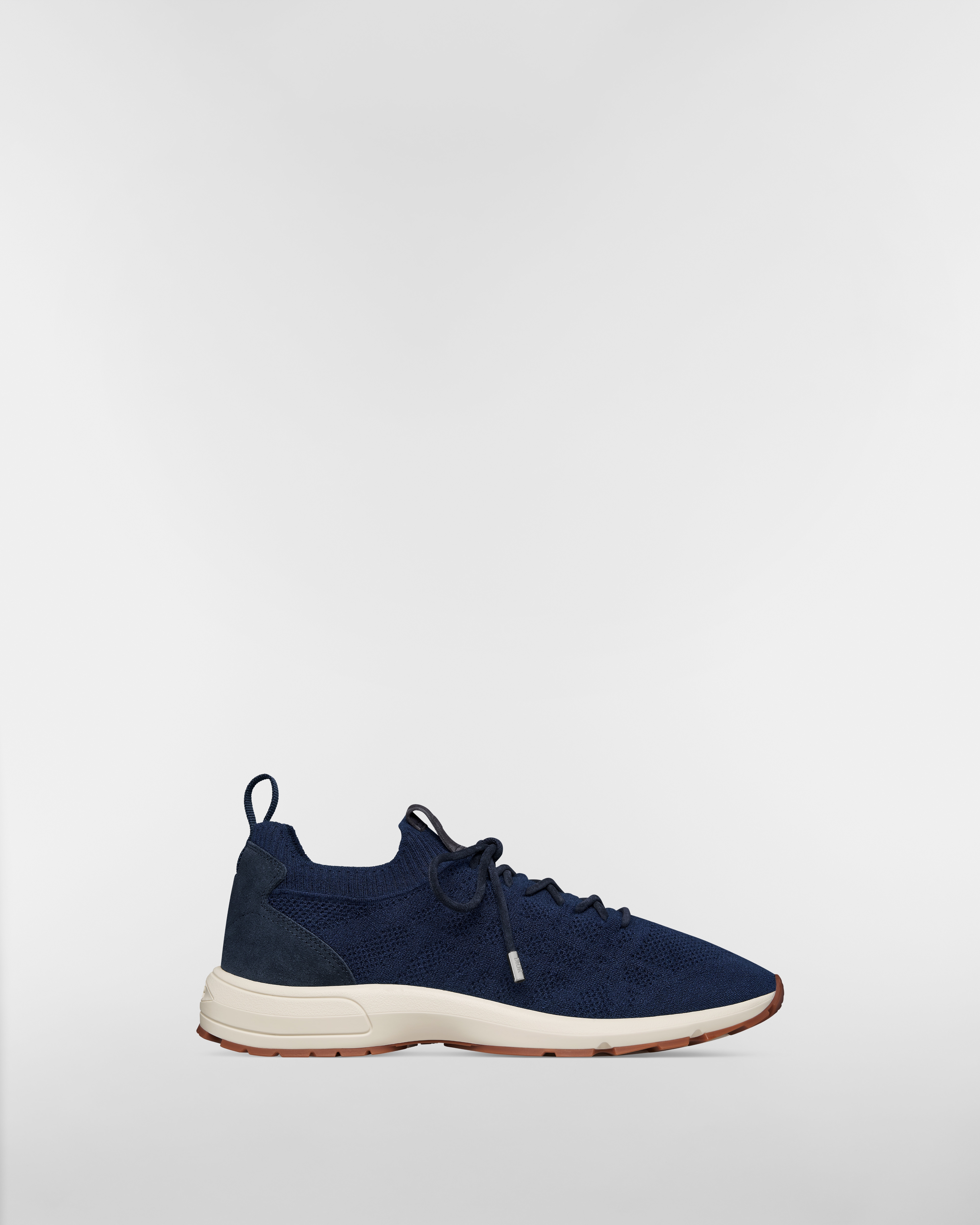 B80 Lounge Sneaker Cannage Woll-, Kaschmir- und Seidenstrick in Marineblau mit Kalbsveloursleder in Marineblau E02