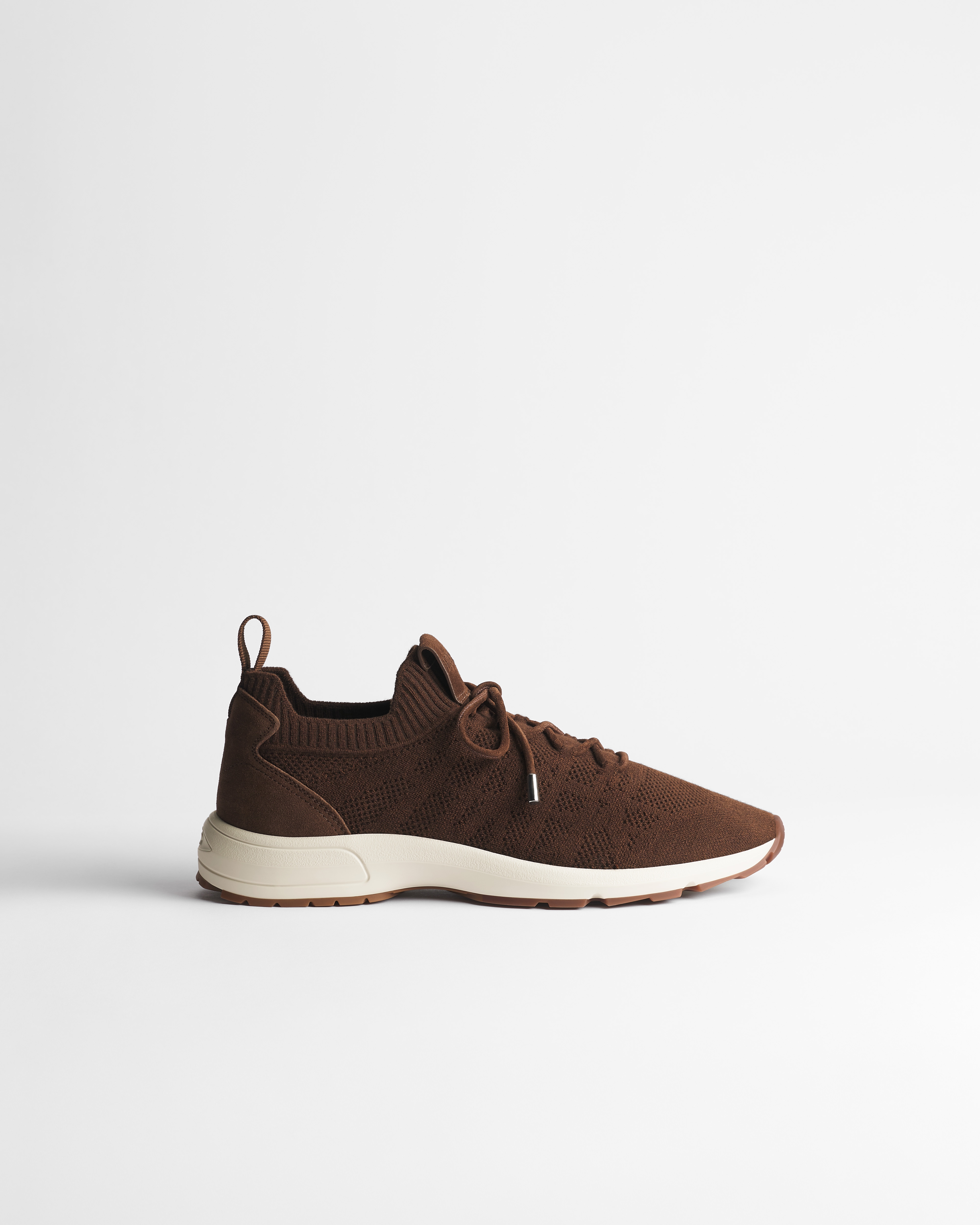 B80 Lounge Sneaker Brown Cannage Wool, Cashmere and Silk Knit with Brown Suede Calfskin E02