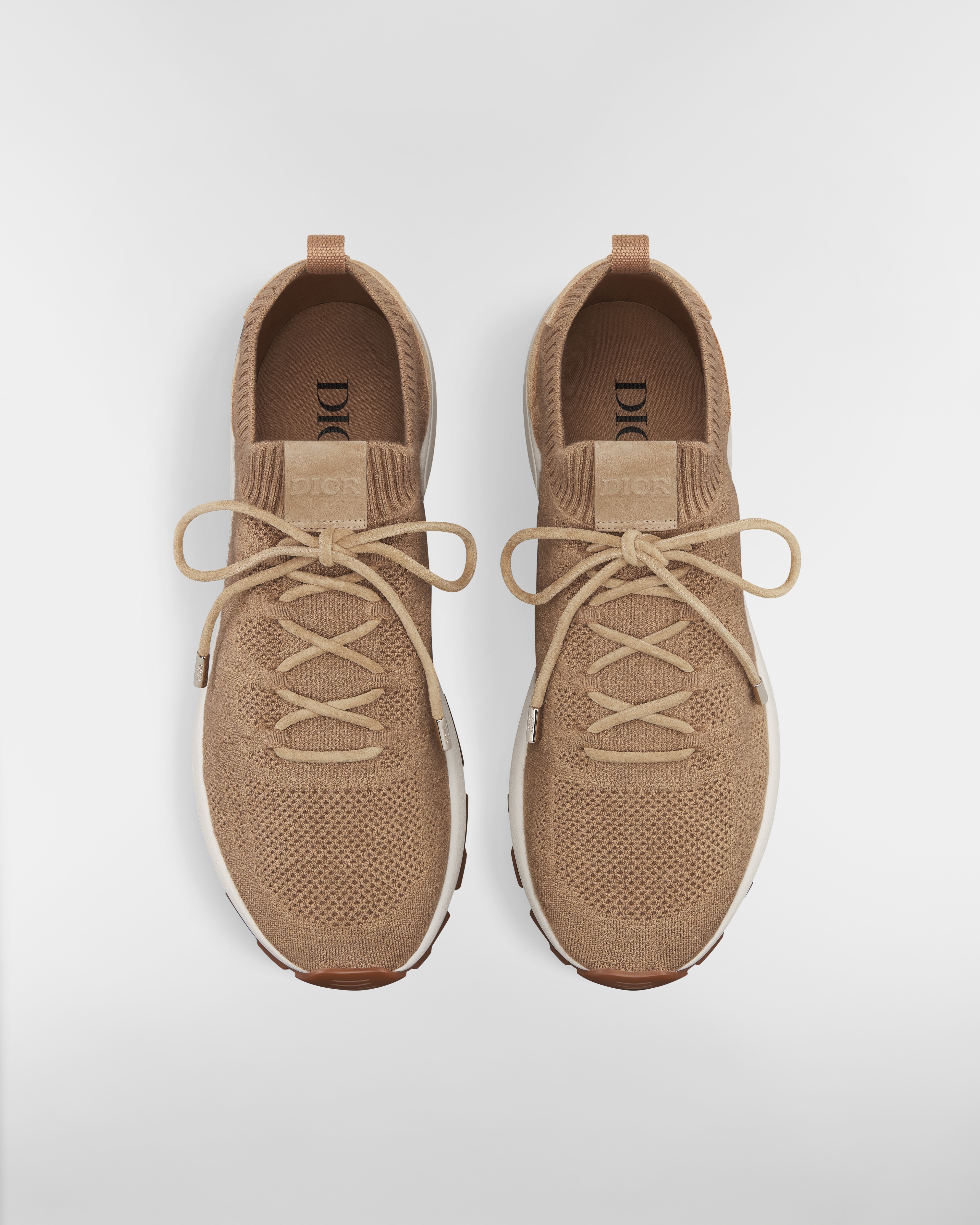 Sneaker B80 Lounge Maille de cachemire, laine, soie à motif Cannage beige et suède beige E06