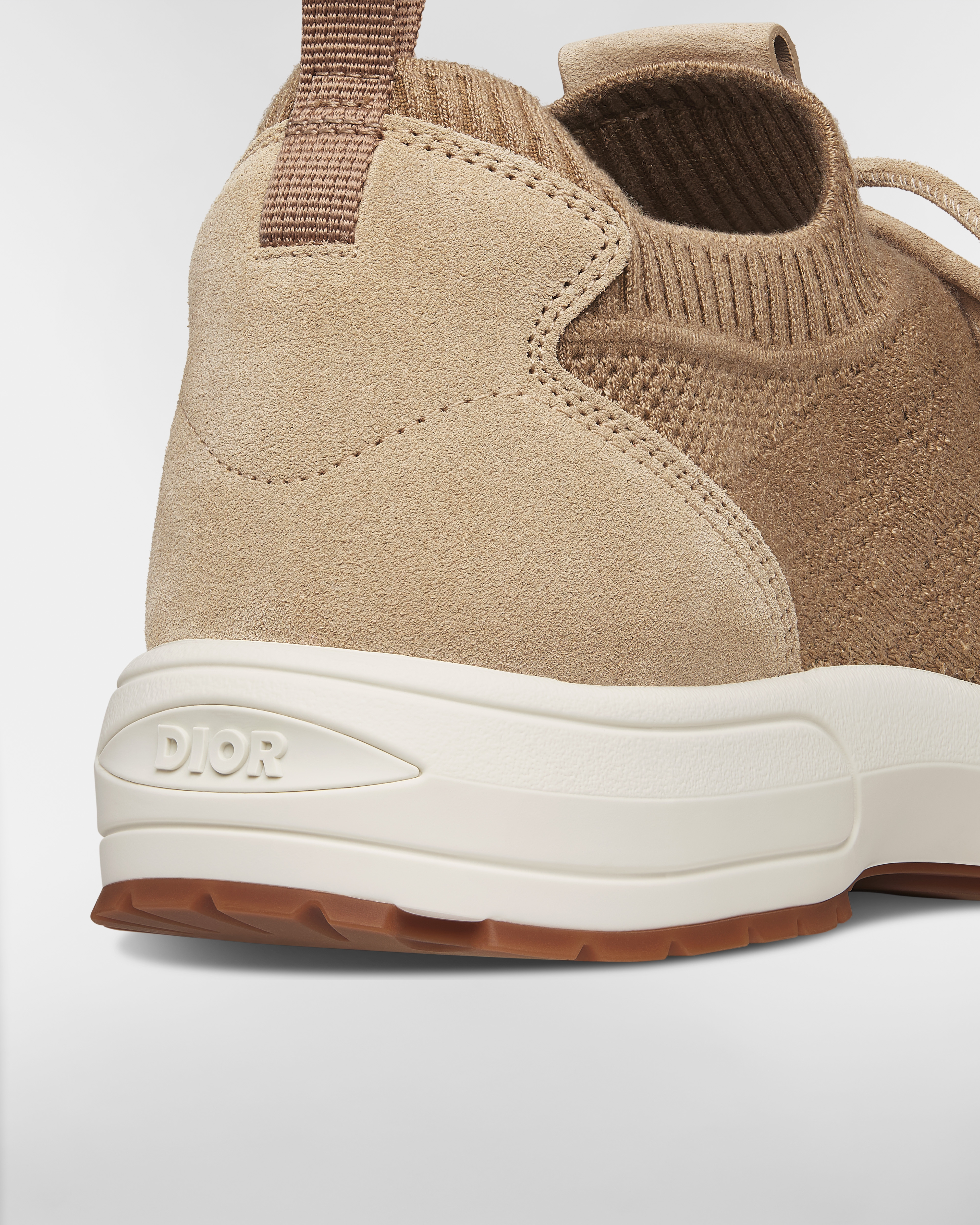 B80 Lounge Sneaker Beige Cannage Cashmere, Wool and Silk Knit with Beige Suede E09