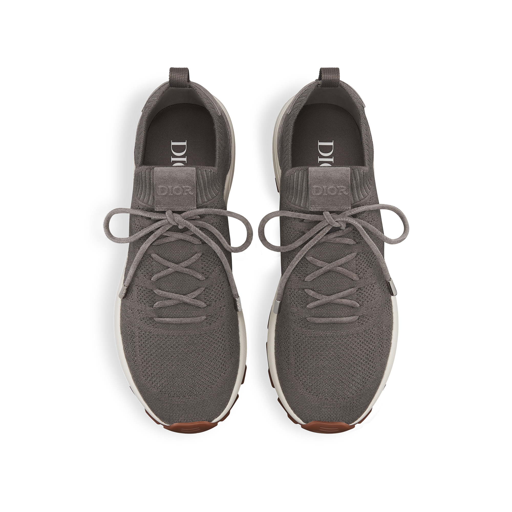 B80 Lounge Sneaker Gray Cannage Cashmere, Wool and Silk Knit with Gray Suede E06