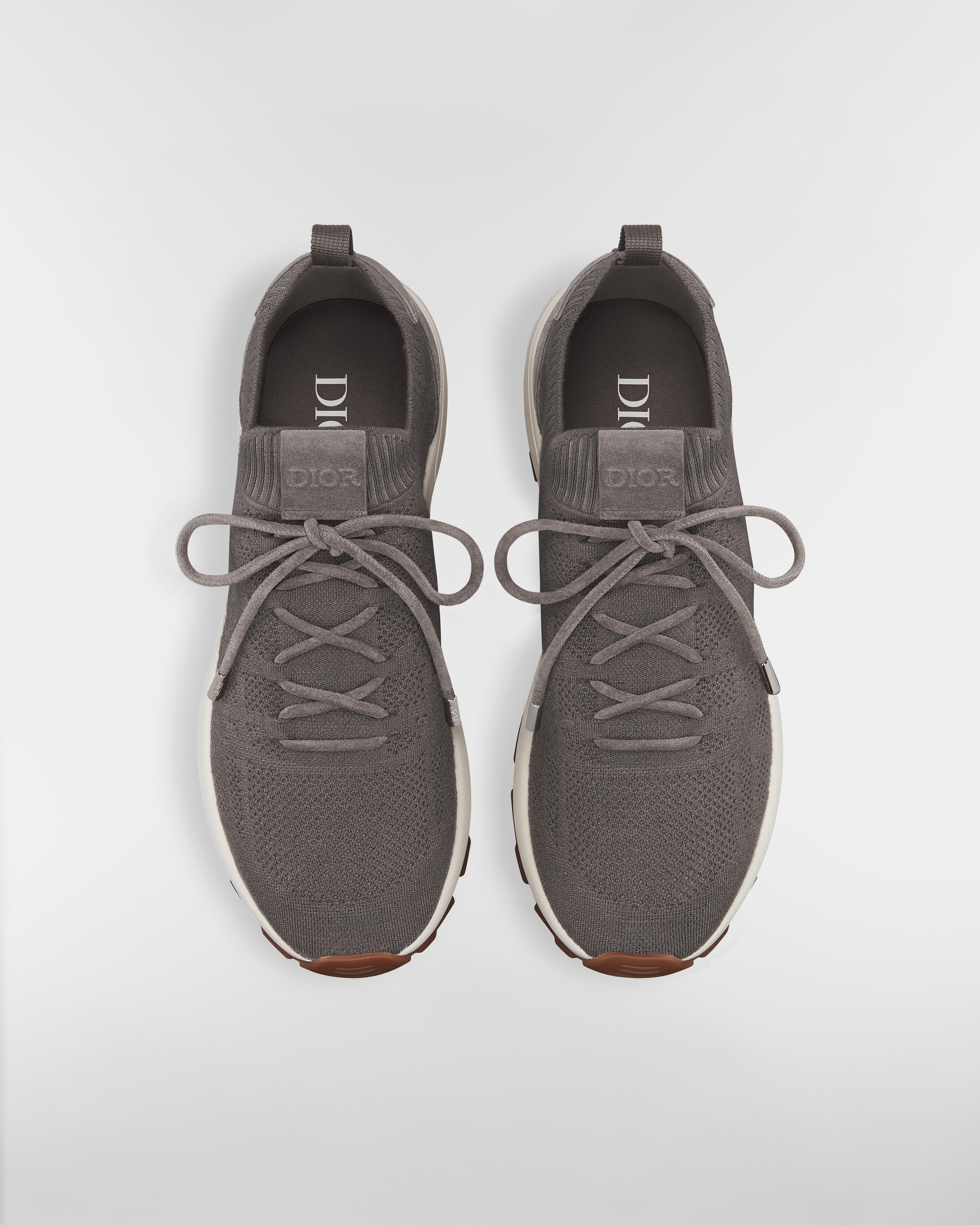 Sneaker B80 Lounge Maille de cachemire, laine, soie à motif Cannage gris et suède gris E06