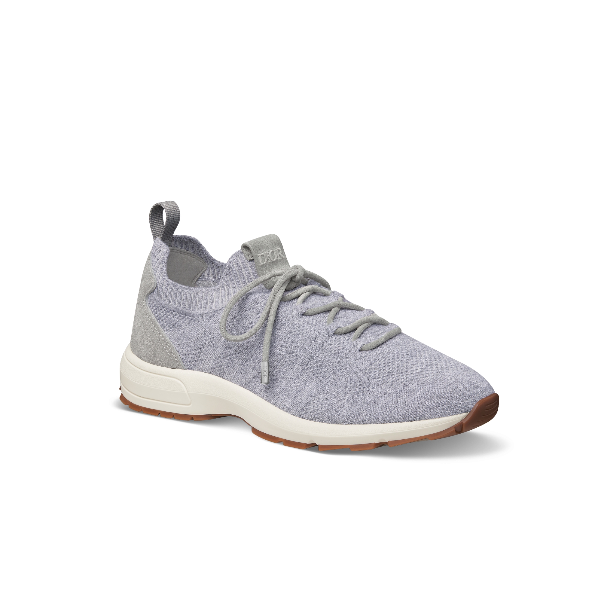 حذاء سنيكرز B80 Lounge نسيج محبوك من الكشمير والصوف والحرير مع نمط كاناج بلون Dior الرمادي وجلد سويد بلون Dior الرمادي E03