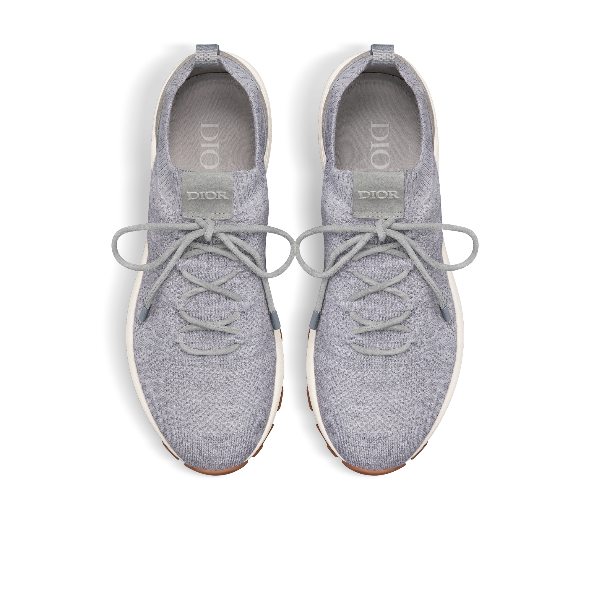 حذاء سنيكرز B80 Lounge نسيج محبوك من الكشمير والصوف والحرير مع نمط كاناج بلون Dior الرمادي وجلد سويد بلون Dior الرمادي E06