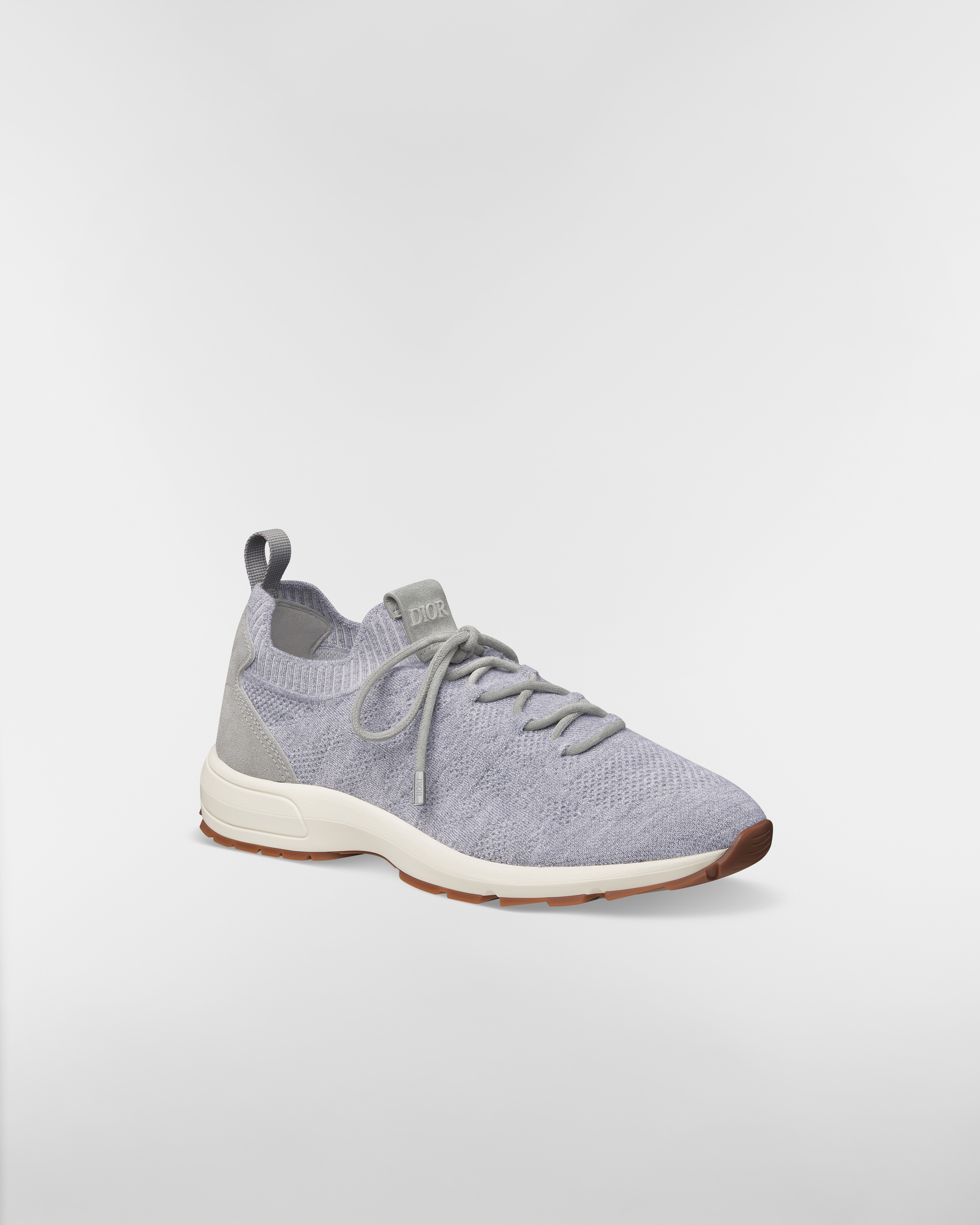 Sneaker B80 Lounge Maglia di cachemire, lana e seta Cannage e pelle scamosciata grigio Dior E03