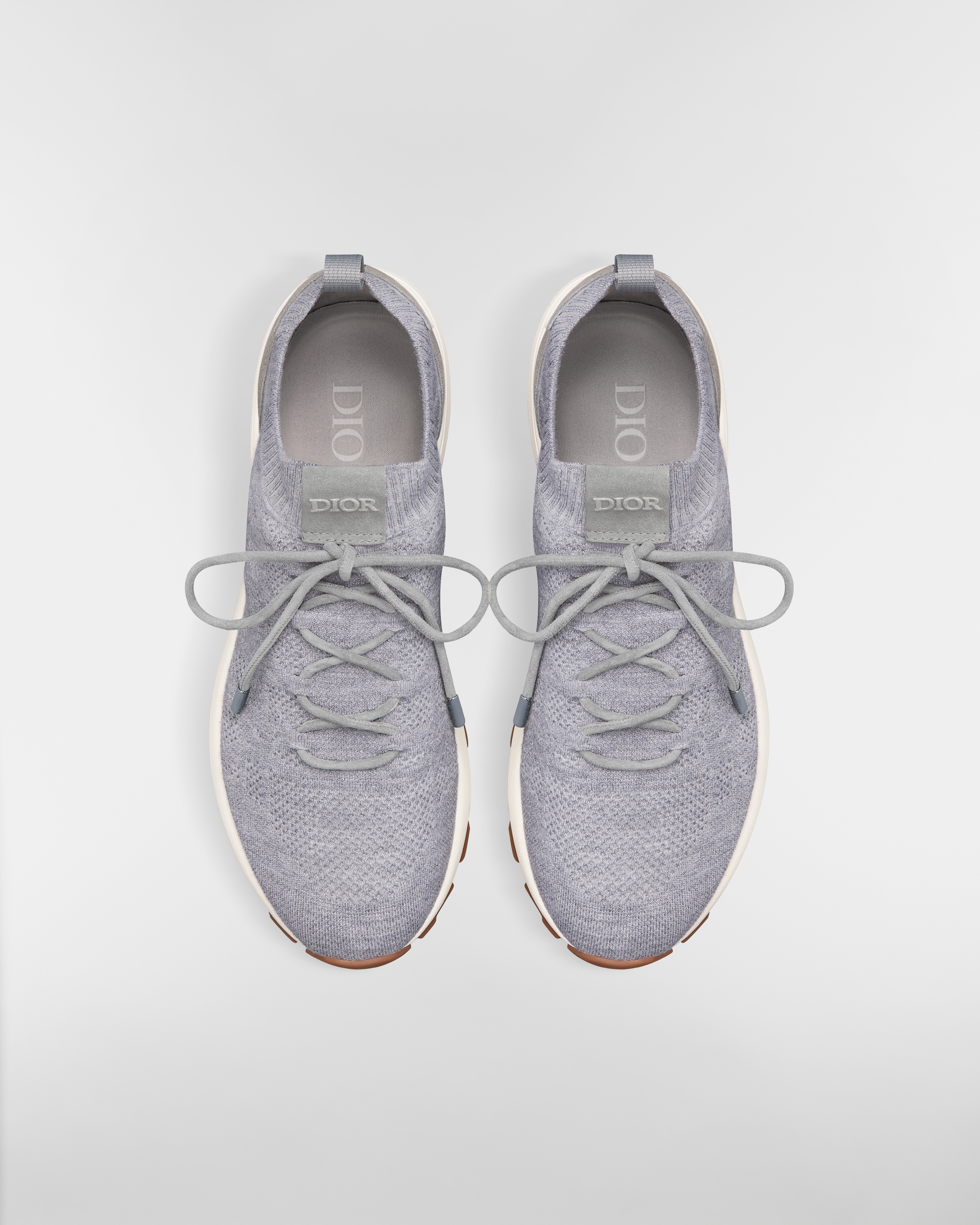 Sneaker B80 Lounge Maglia di cachemire, lana e seta Cannage e pelle scamosciata grigio Dior E06