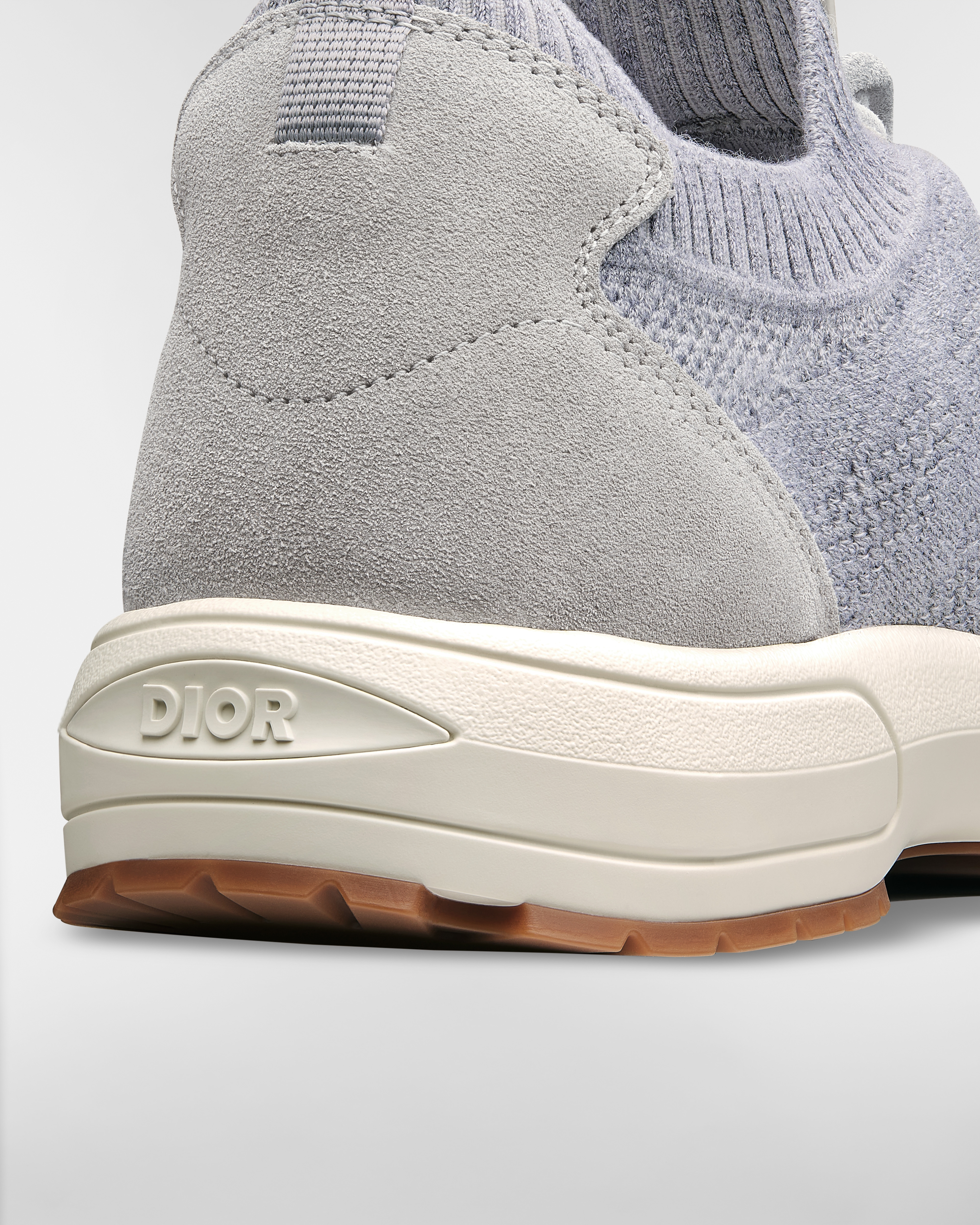 Sneaker B80 Lounge Maglia di cachemire, lana e seta Cannage e pelle scamosciata grigio Dior E09