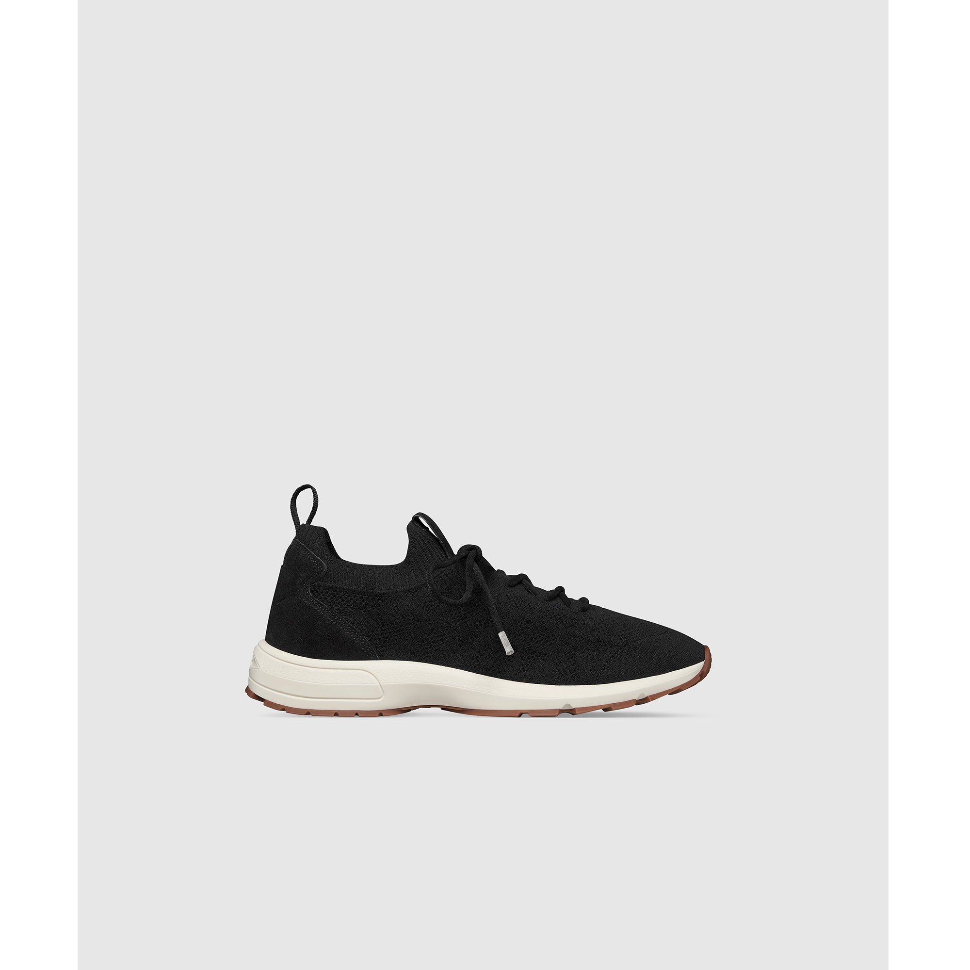  Zwart breisel van kasjmier, wol en zijde met Cannage-motief en zwart suède