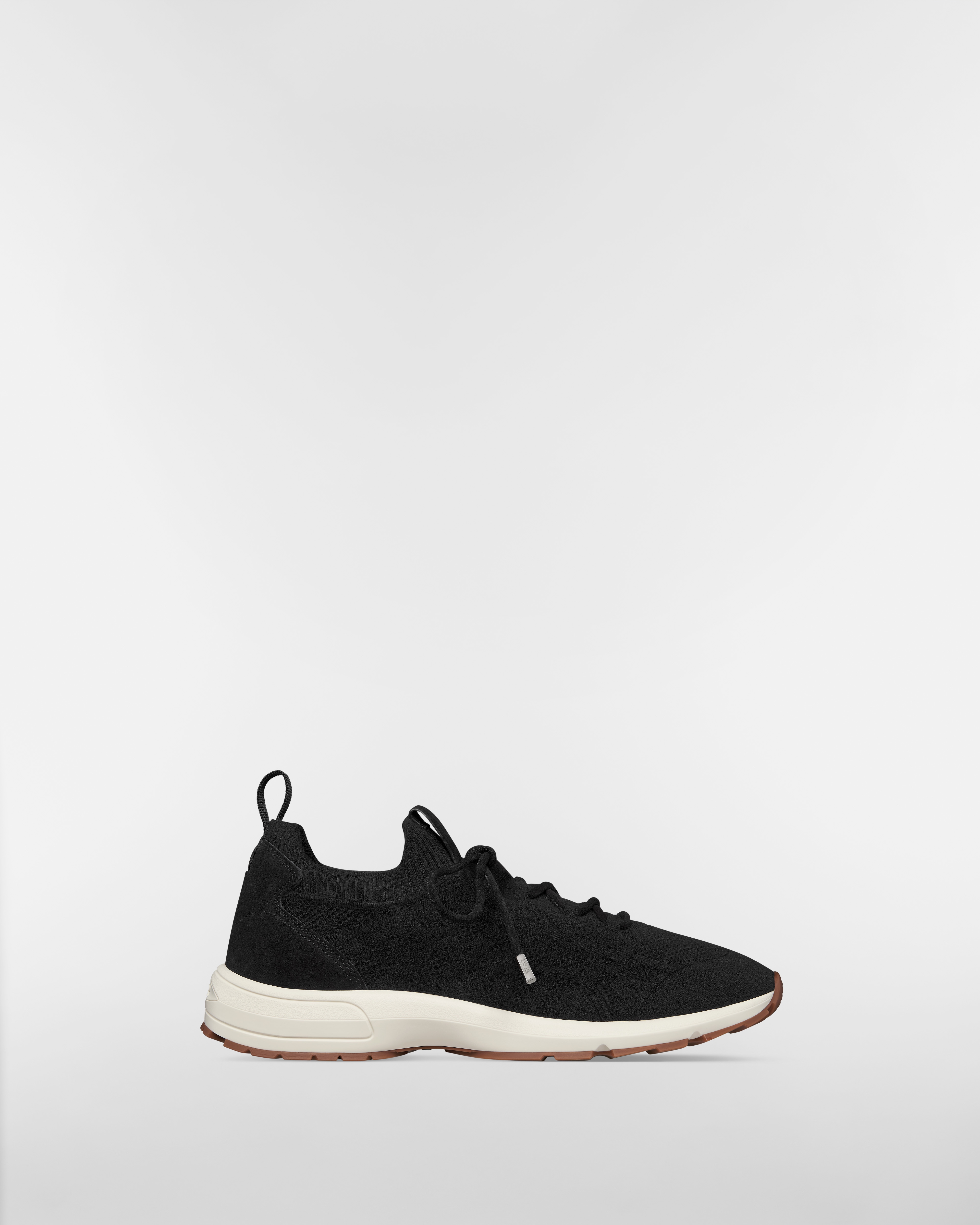 Sneaker B80 Lounge Maille de laine, cachemire et soie à motif Cannage noir et veau velours noir E02