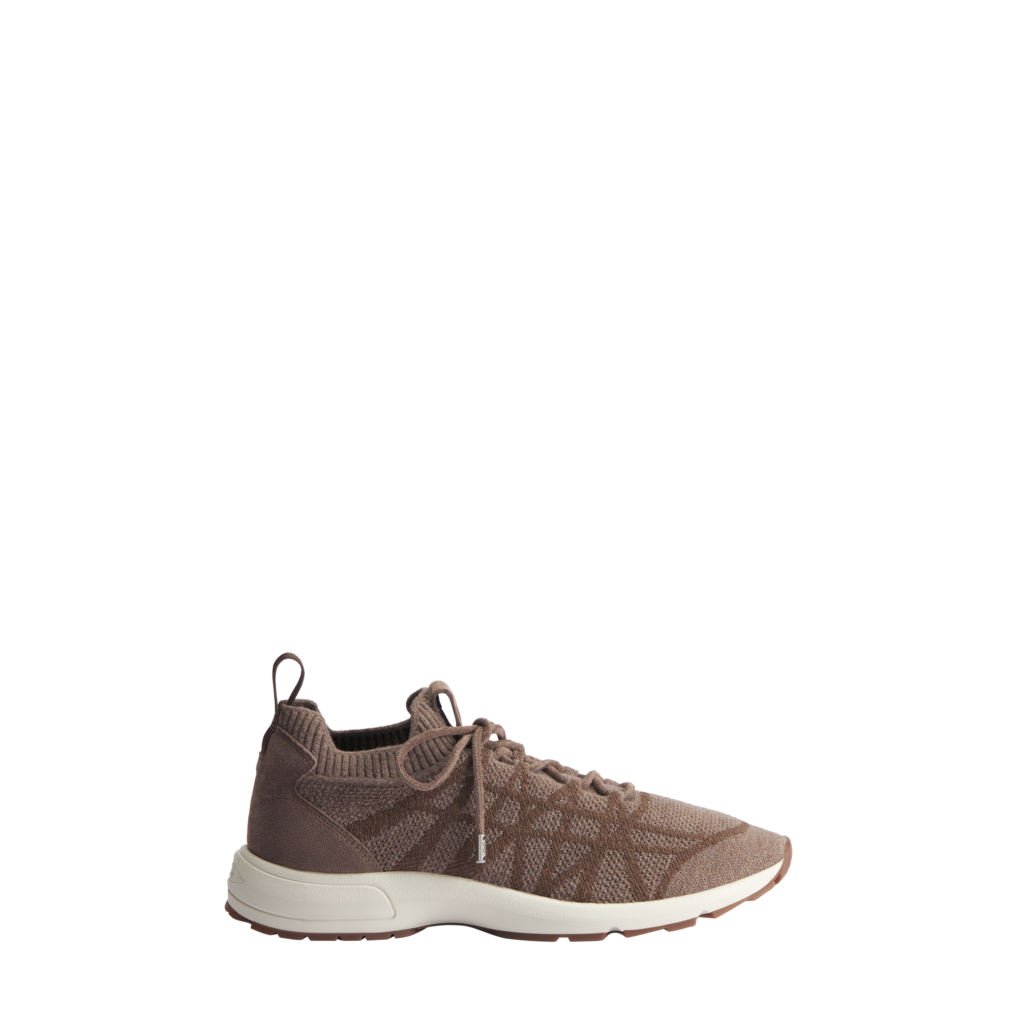  Brown Cannage Wool, Cashmere and Silk Knit with Brown Suede Lambskin