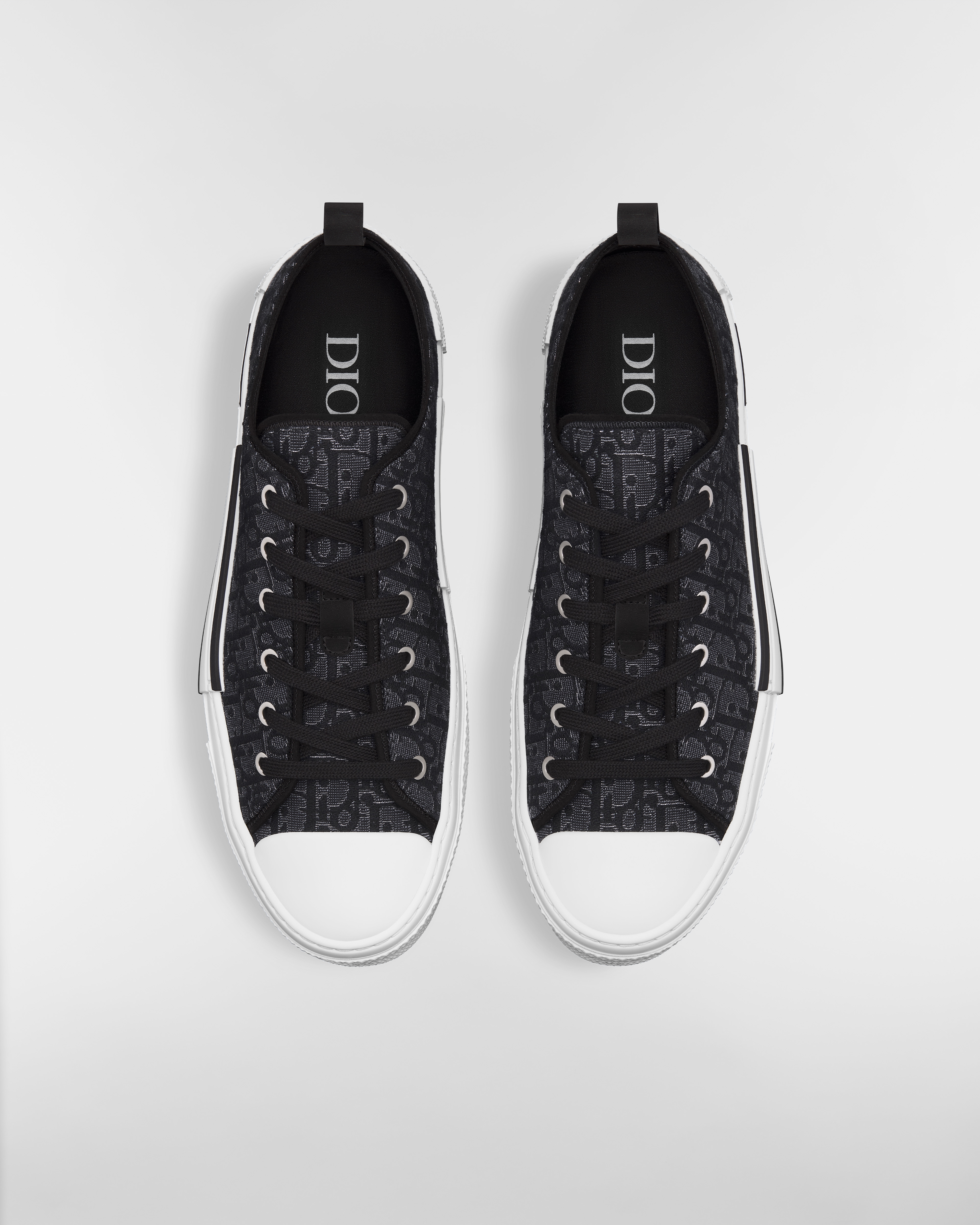 B23 League Low Top Sneaker Schwarzer Dior Oblique Jacquard in silberfarbener Metallic-Optik E06