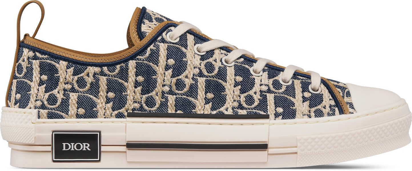 B23 League Low-Top Sneaker Blue and Beige Raffia-Effect Dior Oblique Denim