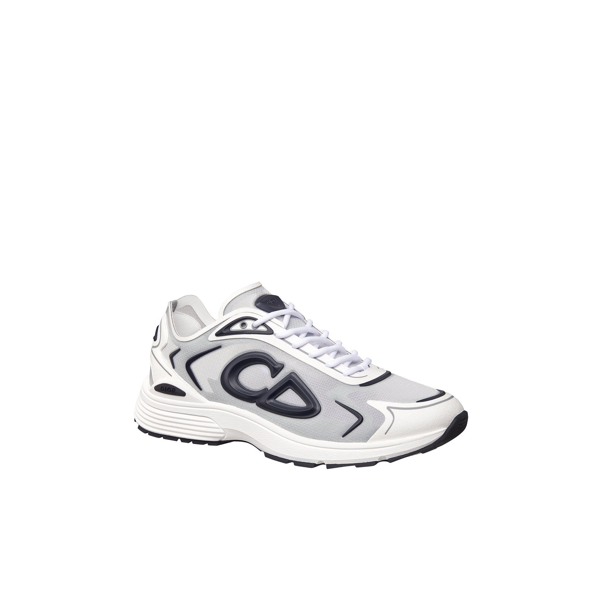 B30 Countdown Tech Sneaker White Semi-Transparent N3O Nylon, White and Gray Technical Fabric and Navy Blue Rubber E03