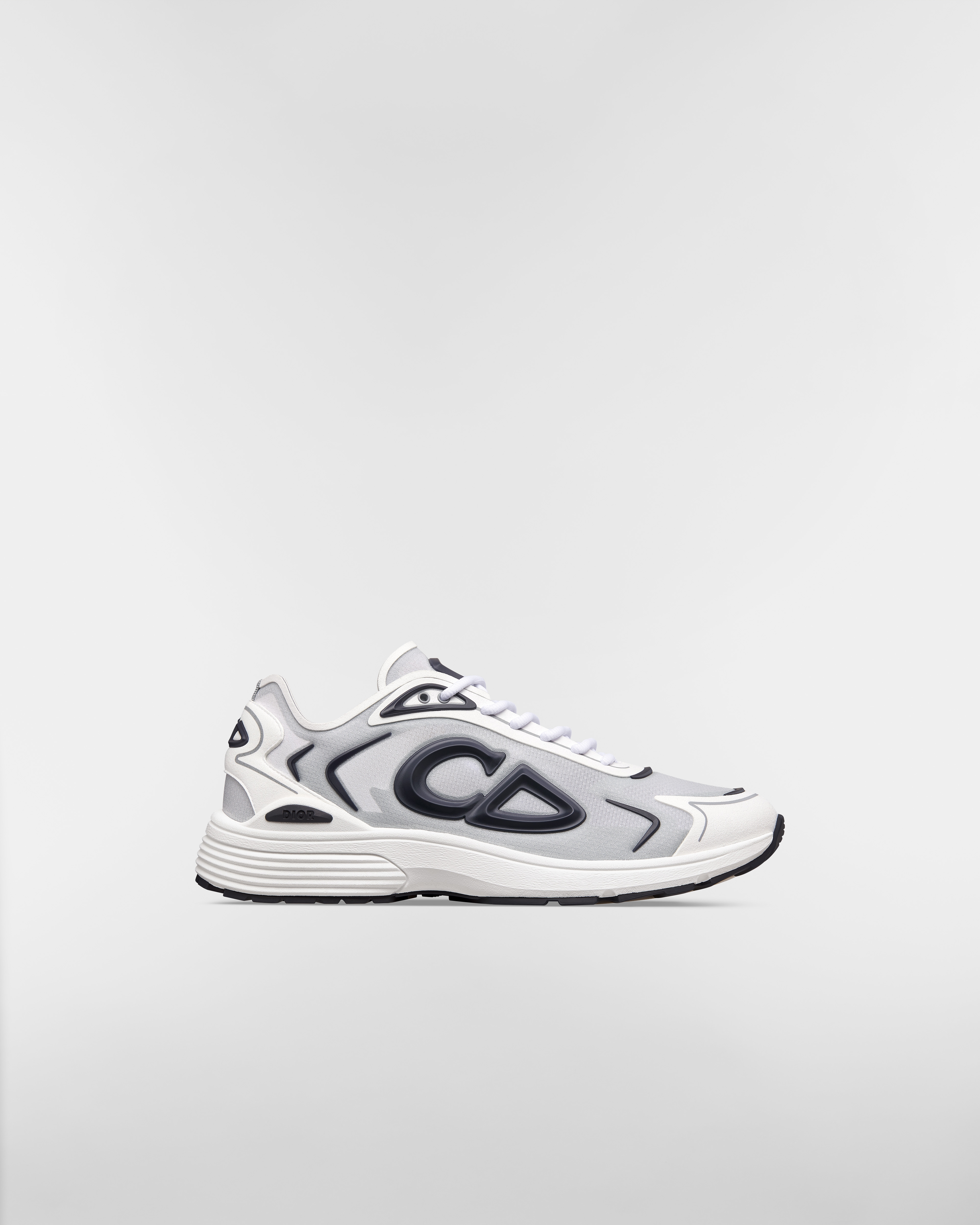 รองเท้าสนีกเกอร์ B30 Countdown Tech ผ้าไนลอน N3O กึ่งโปร่งสีขาว ผ้าเทคนิคัลสีขาวและสีเทา และยางสีน้ำเงินเนวี่ E02