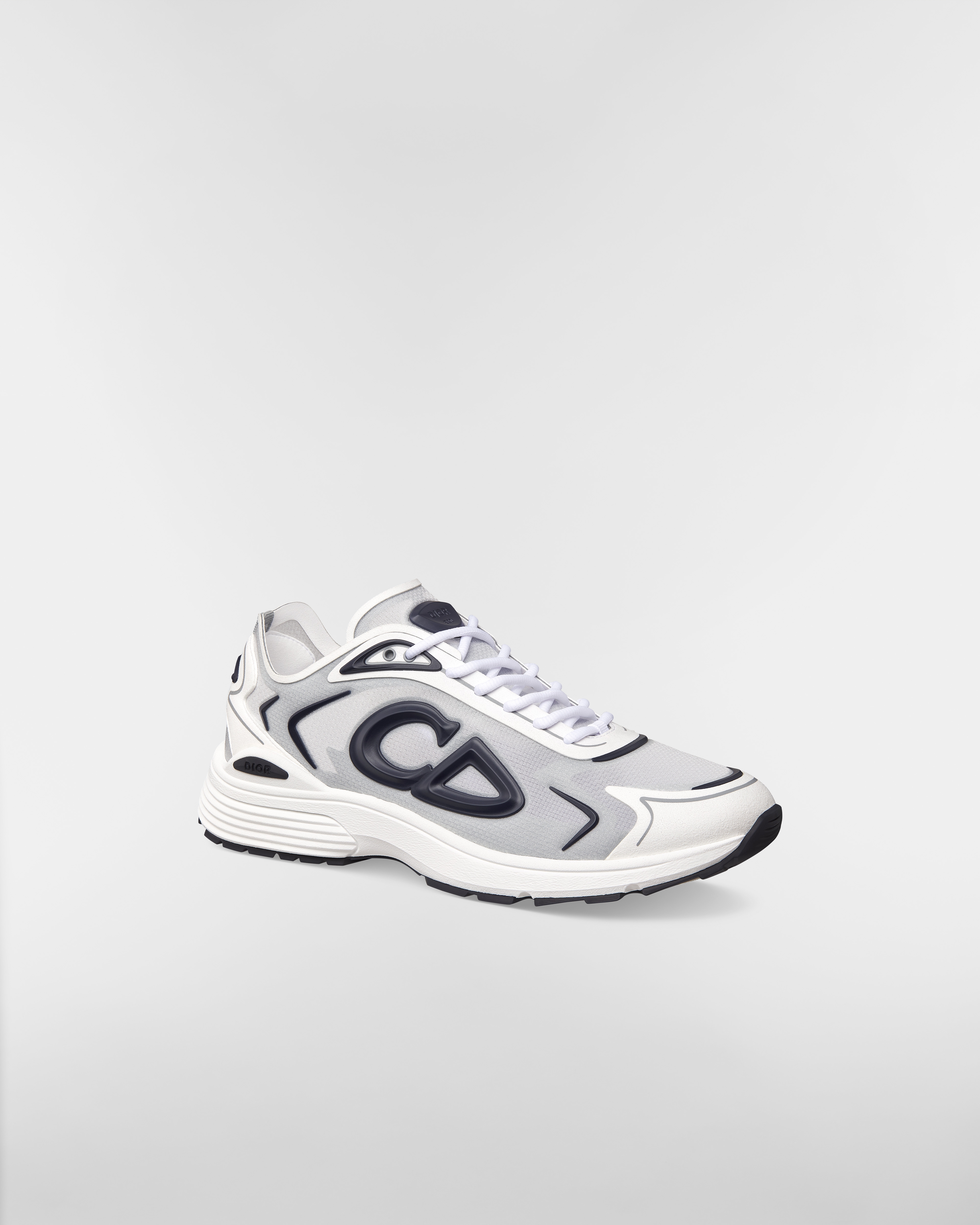 รองเท้าสนีกเกอร์ B30 Countdown Tech ผ้าไนลอน N3O กึ่งโปร่งสีขาว ผ้าเทคนิคัลสีขาวและสีเทา และยางสีน้ำเงินเนวี่ E03