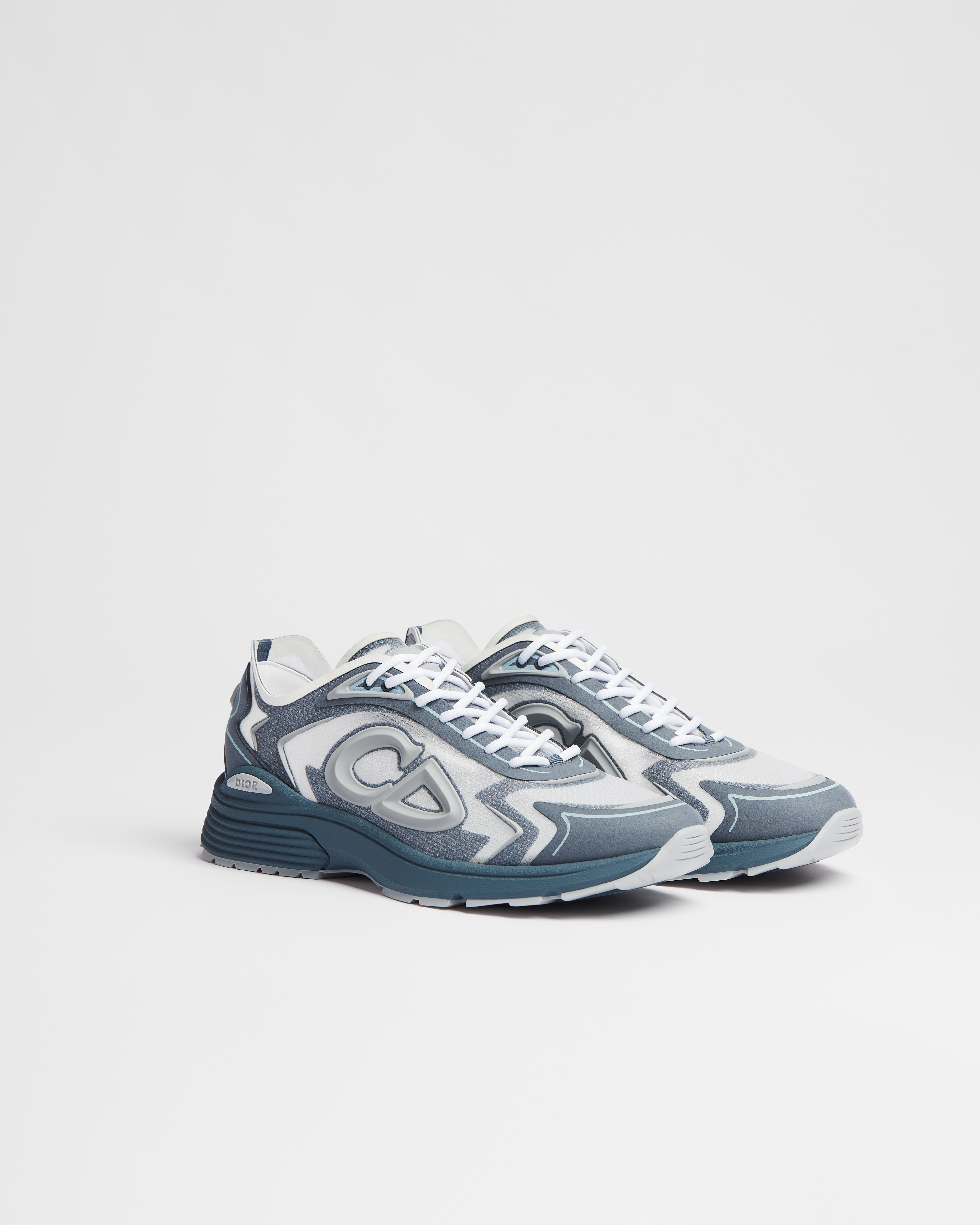 B30 Countdown Tech Sneaker Blue and White Semi-Transparent N3O Nylon, Blue Technical Fabric and Gray Rubber E03