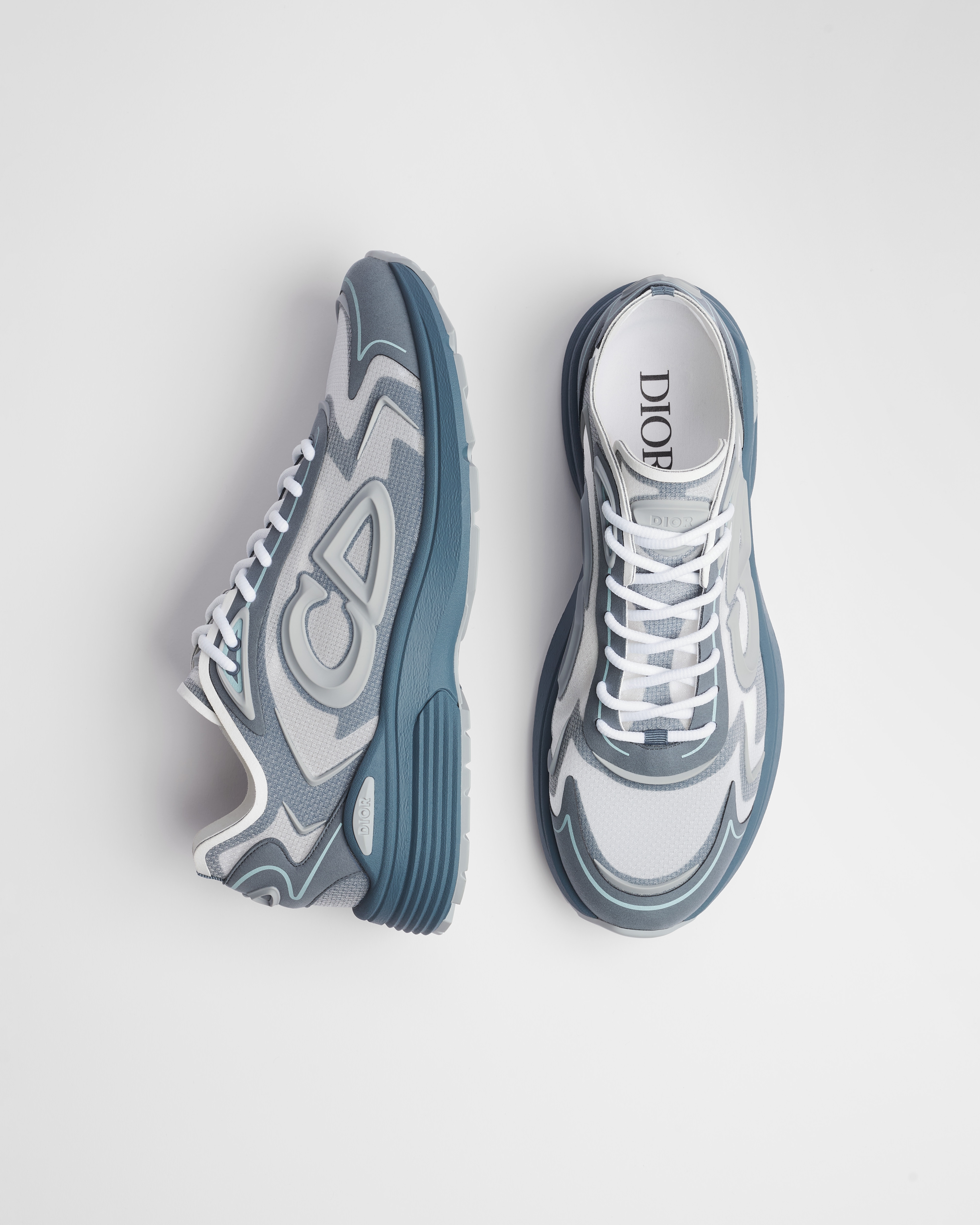 B30 Countdown Tech Sneaker Blue and White Semi-Transparent N3O Nylon, Blue Technical Fabric and Gray Rubber E06