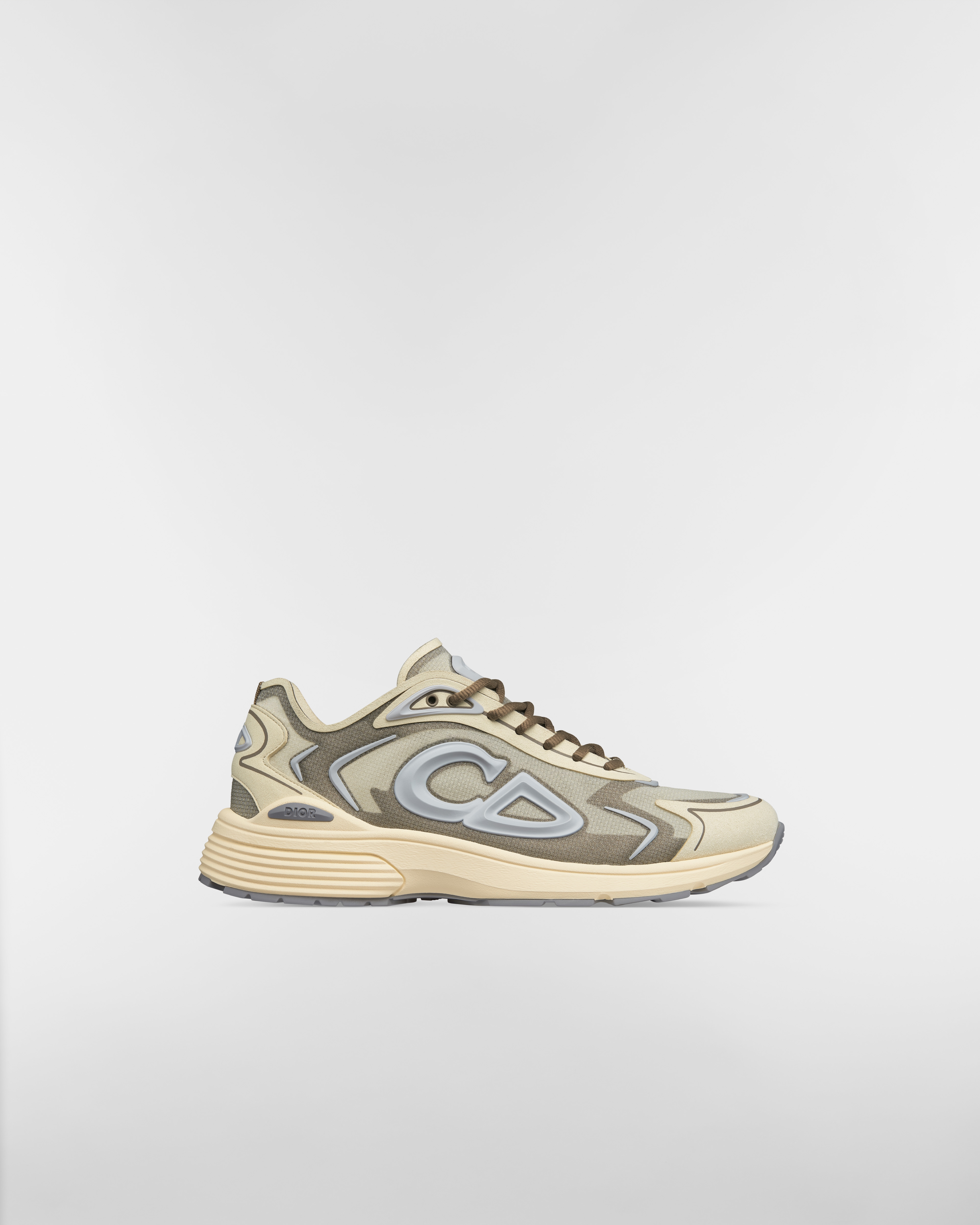 Sneaker B30 Countdown Tech Nylon N3O semitrasparente beige, tessuto tecnico beige e marrone, gomma grigia E02
