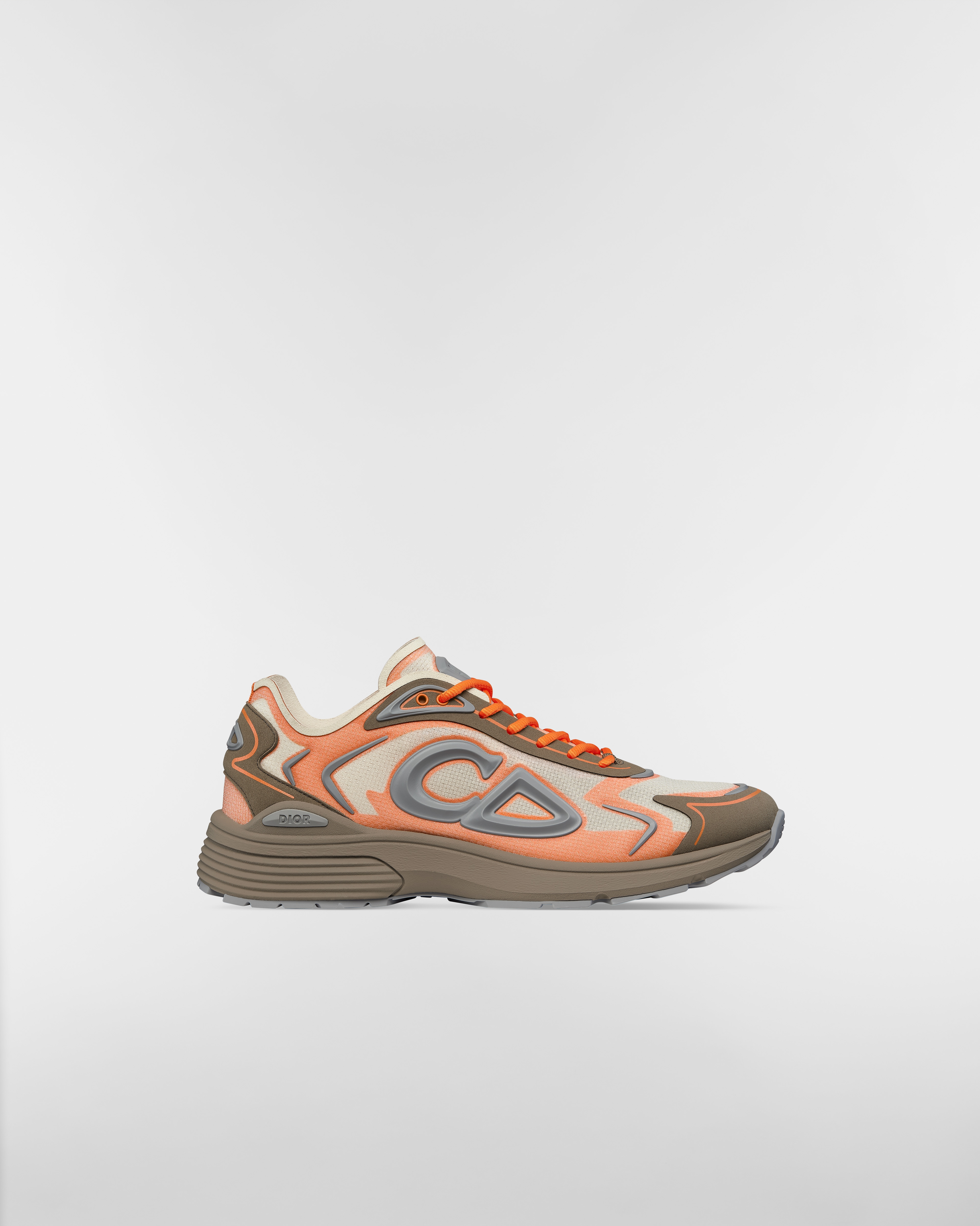 Sneaker B30 Countdown Tech N3O nylon semi-transparent beige, tissu technique marron et orange et gomme grise E02