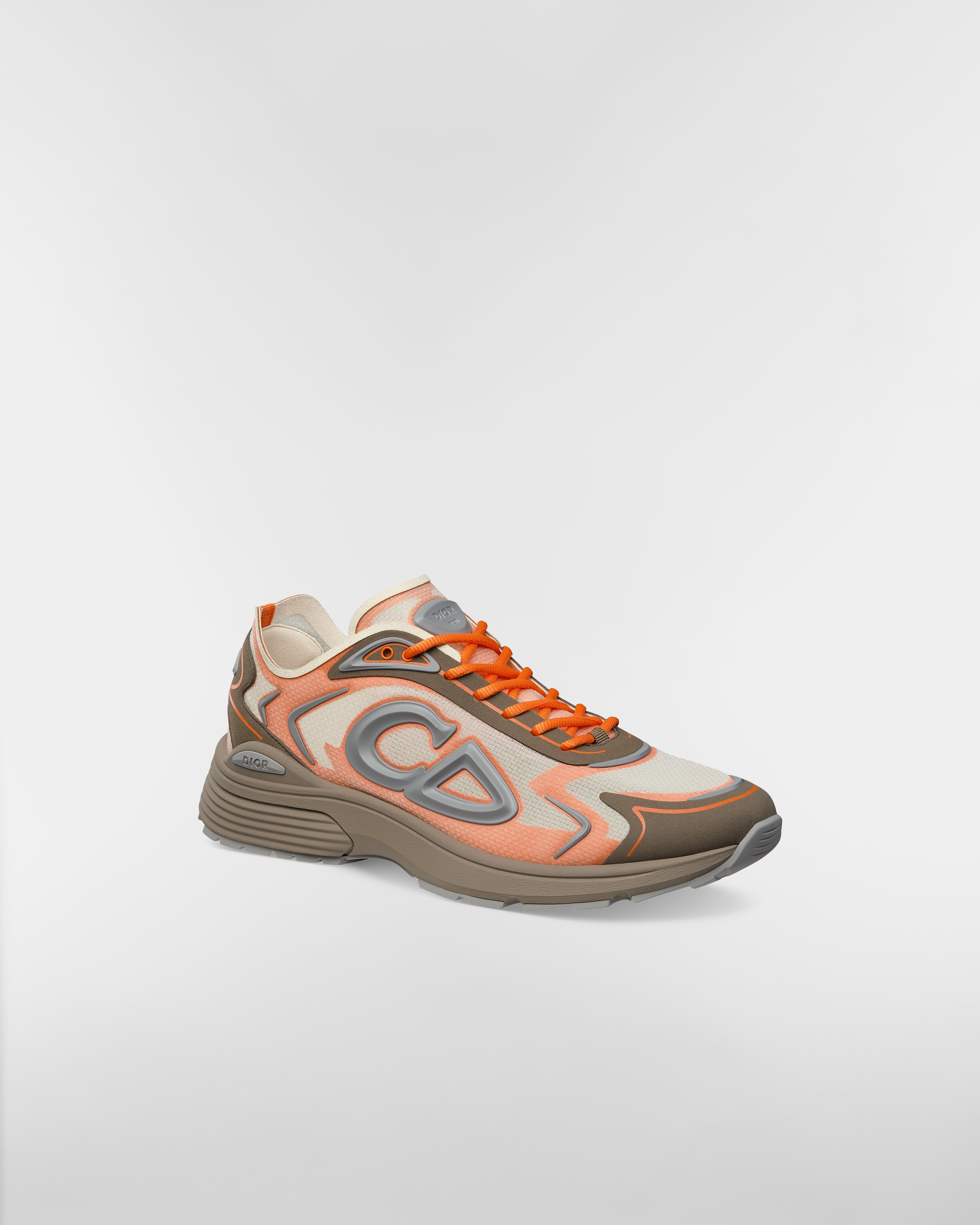Sneaker B30 Countdown Tech N3O nylon semi-transparent beige, tissu technique marron et orange et gomme grise E03