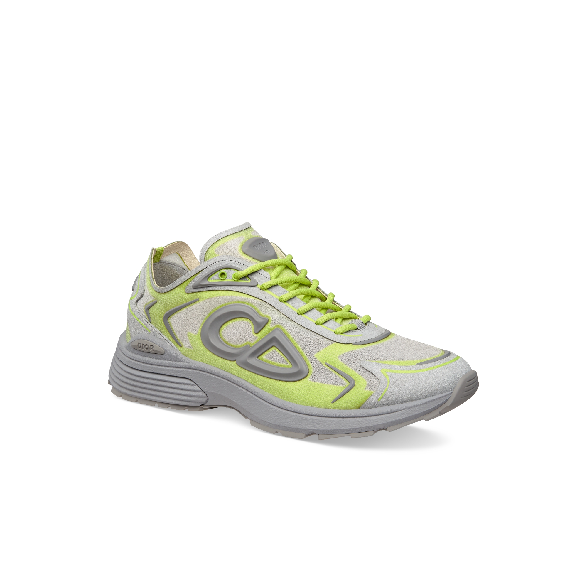 Sneaker B30 Countdown Tech Nylon N3O semitransparente branco, tecido técnico cinza e verde e borracha cinza E03