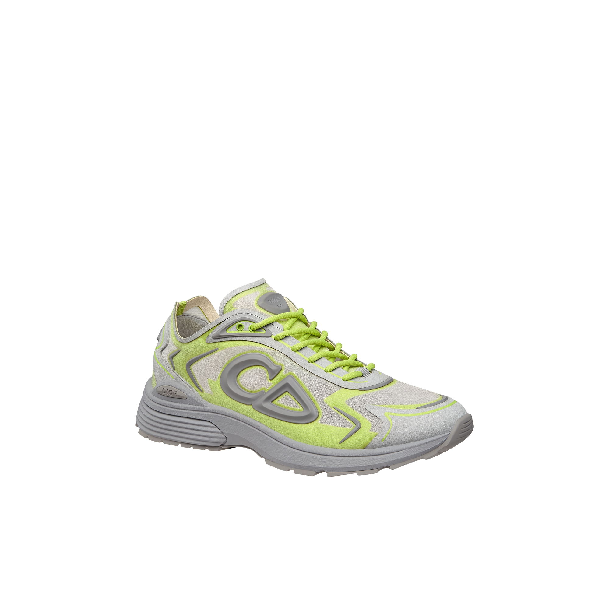B30 Countdown Tech Sneaker White Semi-Transparent N3O Nylon, Gray and Green Technical Fabric and Gray Rubber E03