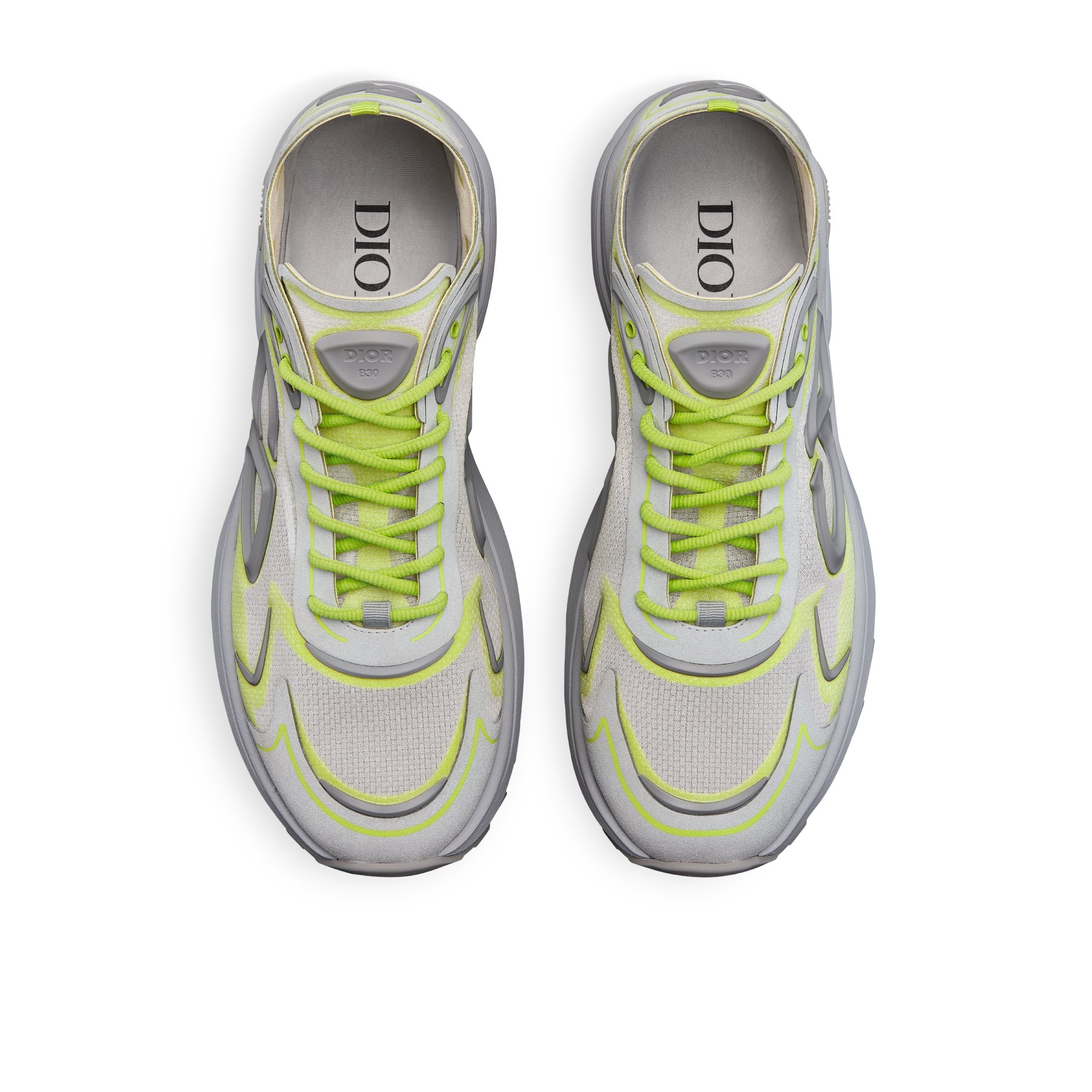 B30 Countdown Tech Sneaker White Semi-Transparent N3O Nylon, Gray and Green Technical Fabric and Gray Rubber E06