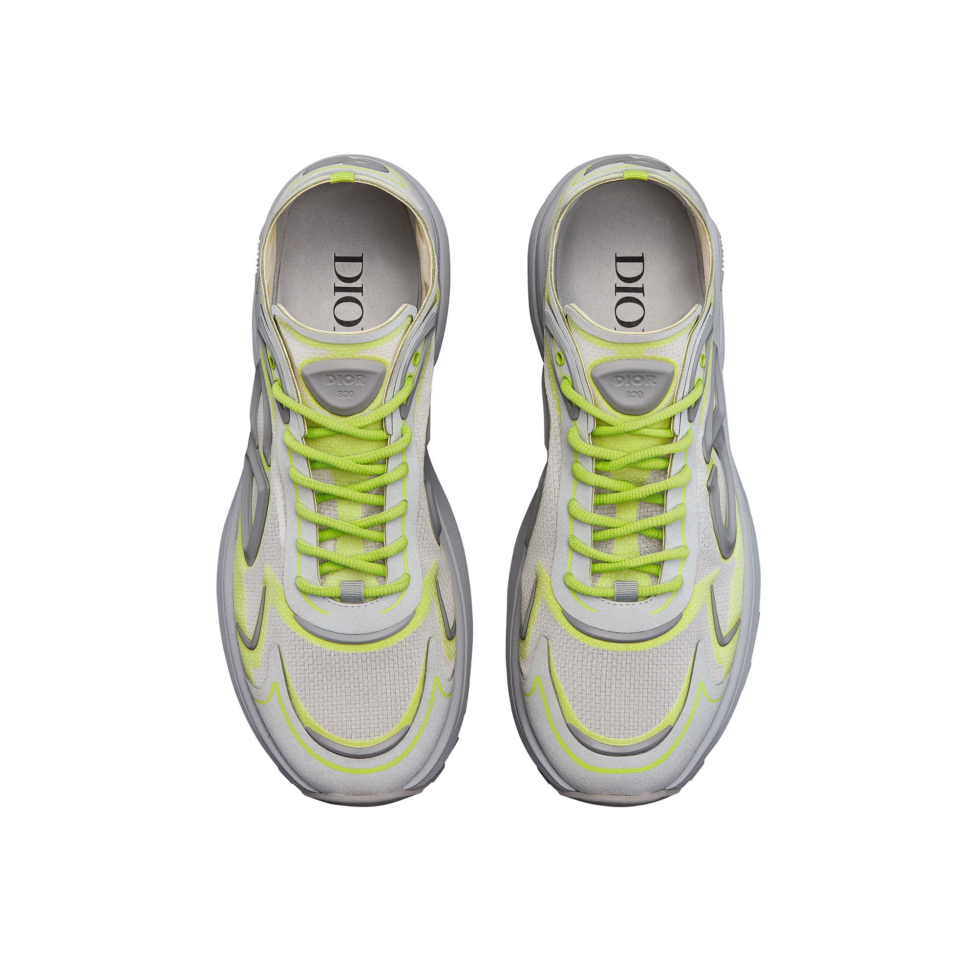 B30 Countdown Tech Sneaker White Semi-Transparent N3O Nylon, Gray and Green Technical Fabric and Gray Rubber E06