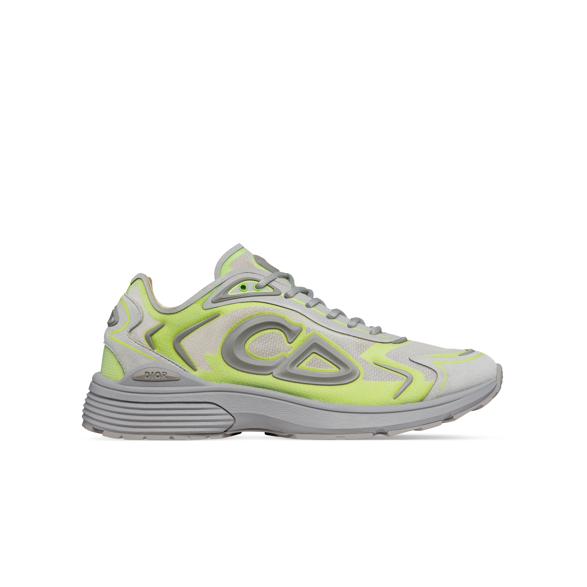 B30 Countdown Tech Sneaker White Semi-Transparent N3O Nylon, Gray and Green Technical Fabric and Gray Rubber E10