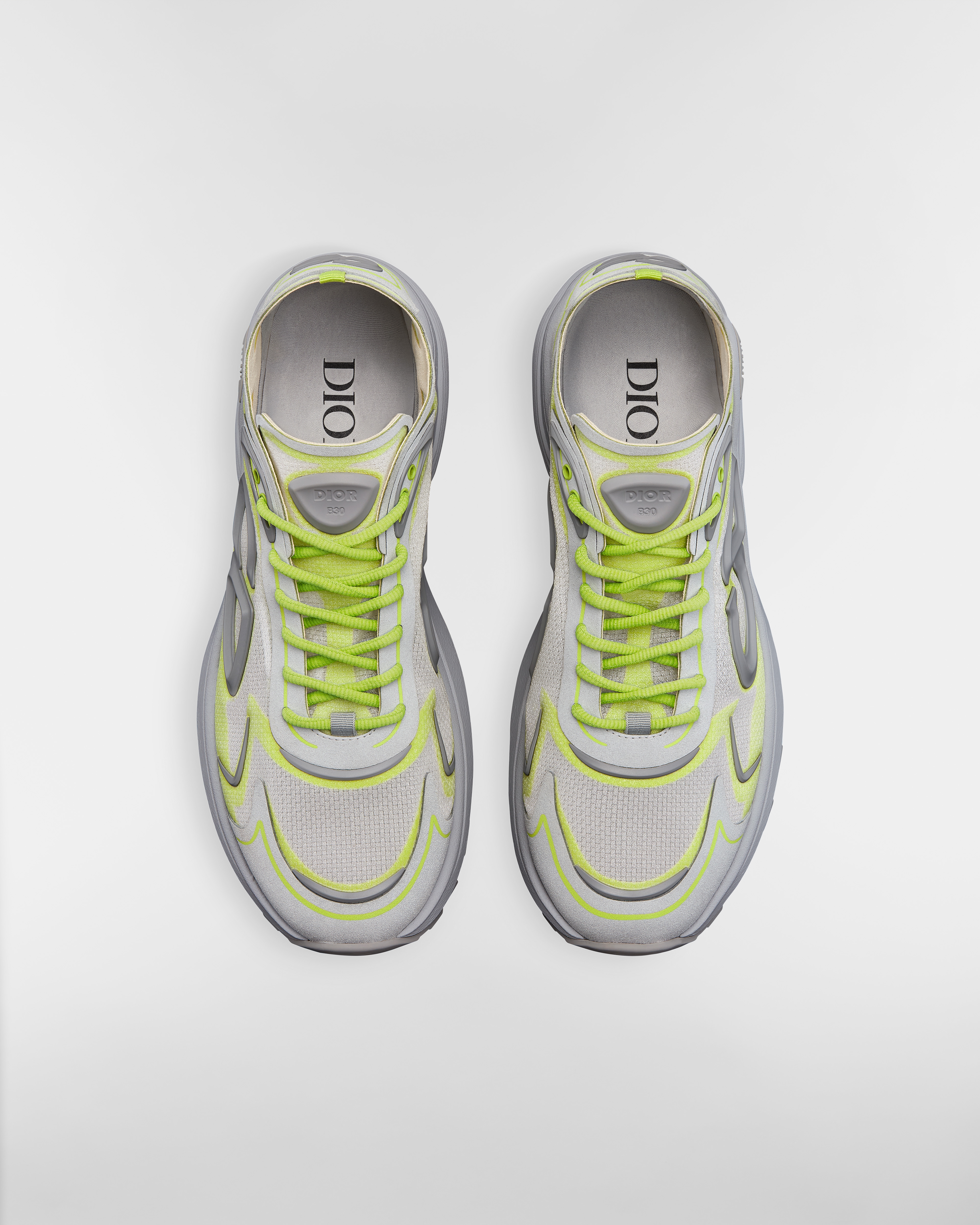 Sneaker B30 Countdown Tech N3O nylon semi-transparent blanc, tissu technique gris et vert et gomme grise E06