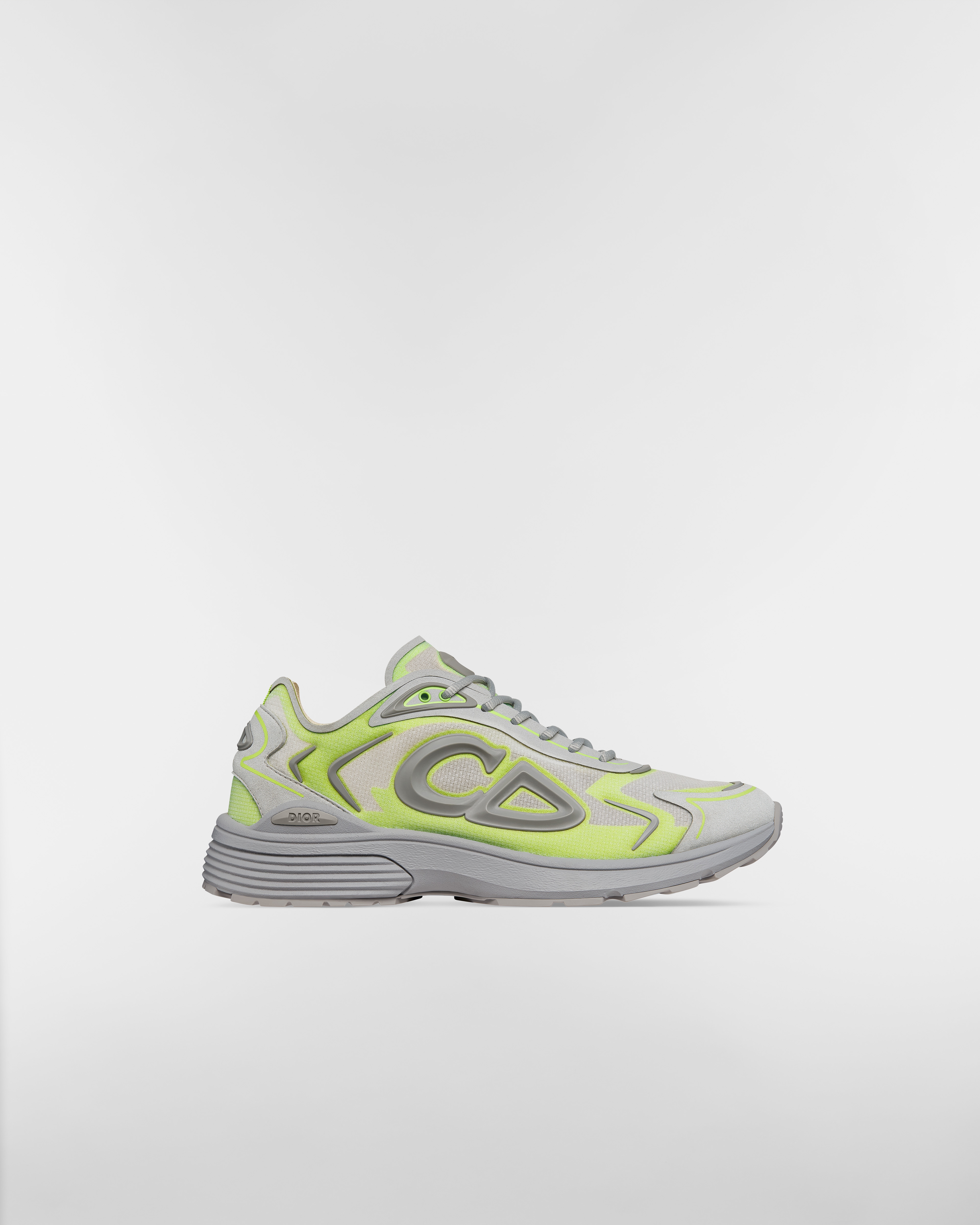 B30 Countdown Tech Sneaker White Semi-Transparent N3O Nylon, Gray and Green Technical Fabric and Gray Rubber E10