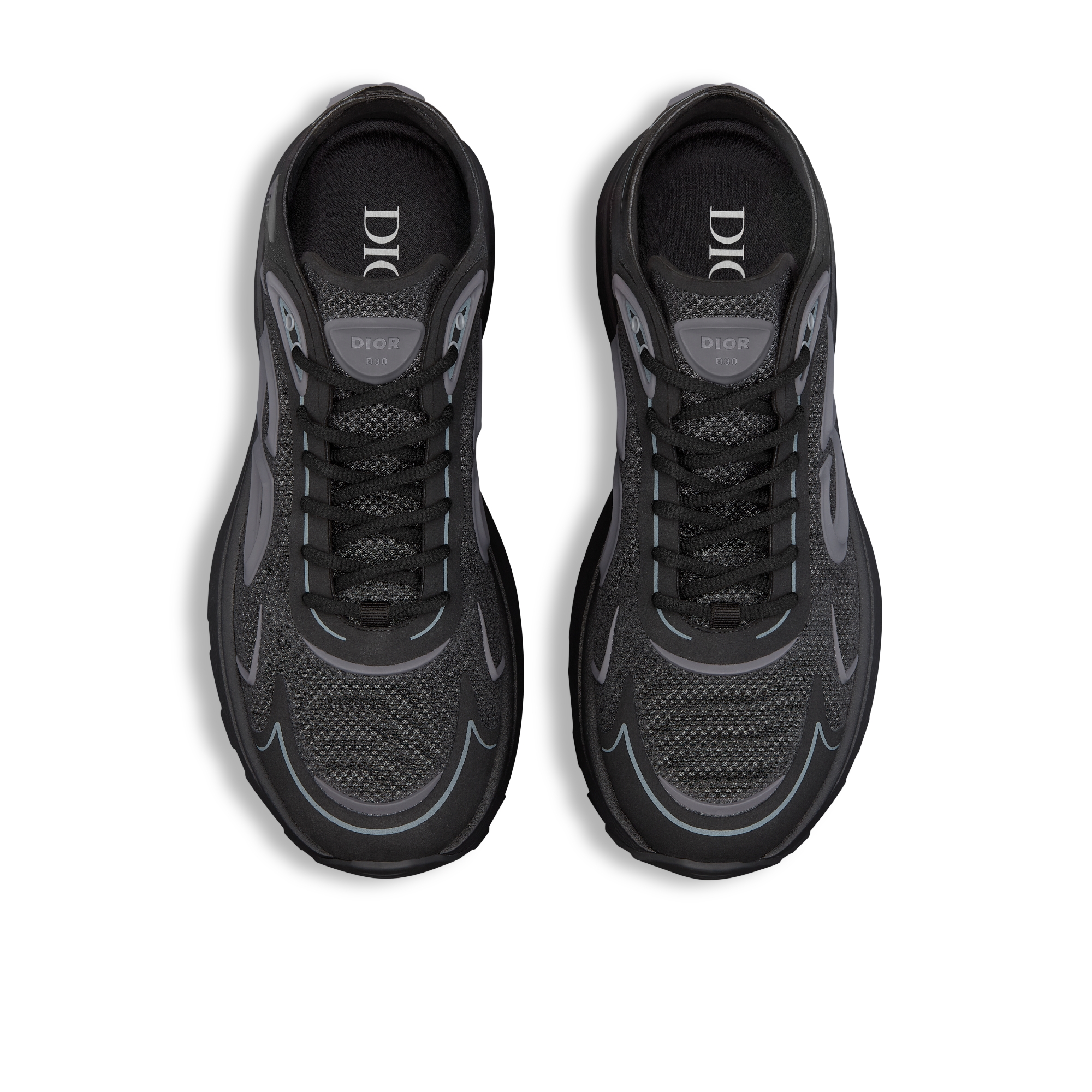 B30 Countdown Tech Sneaker Black Semi-Transparent N3O Nylon, Black Technical Fabric and Gray Rubber E06