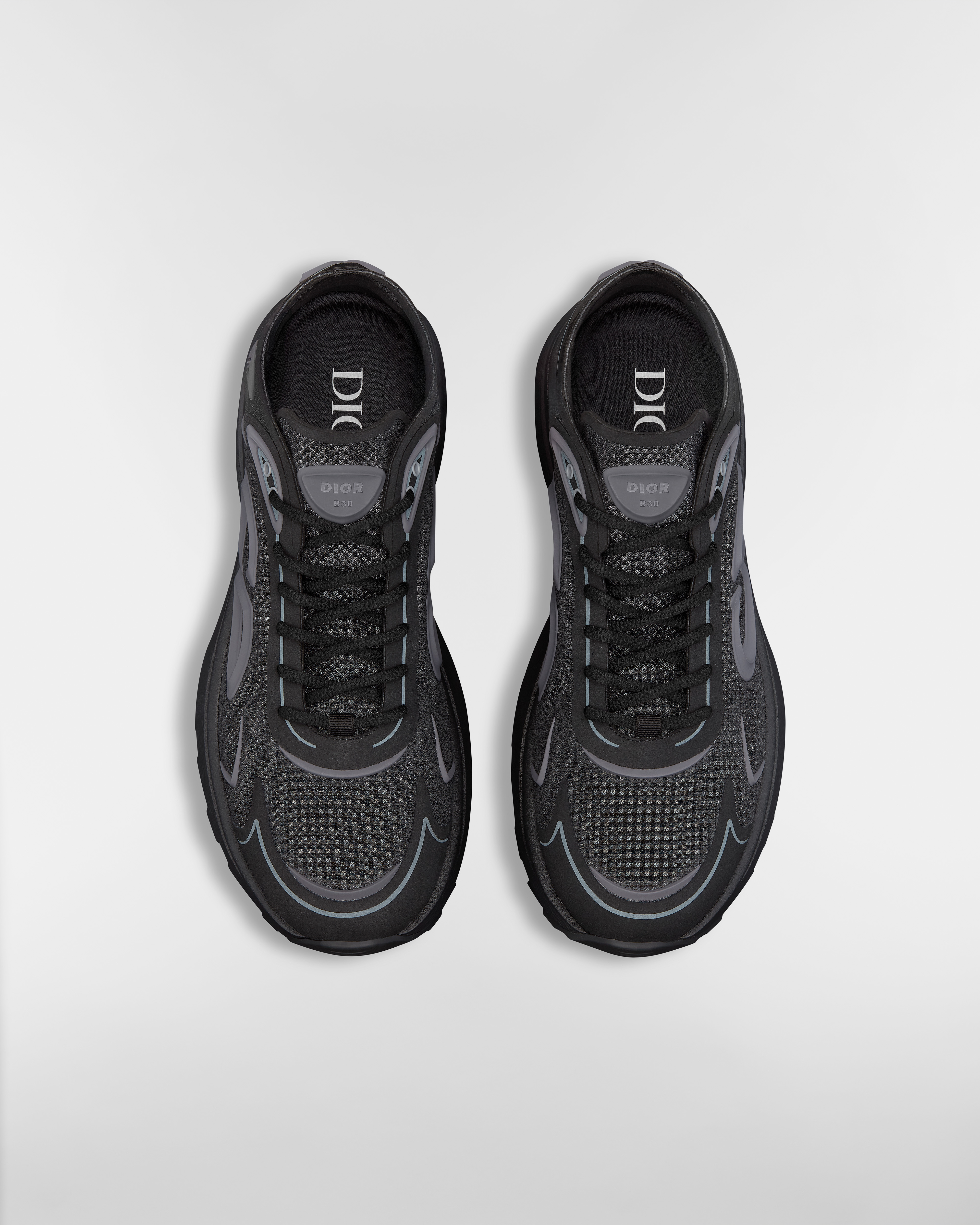 B30 Countdown Tech Sneaker Black Semi-Transparent N3O Nylon, Black Technical Fabric and Gray Rubber E06