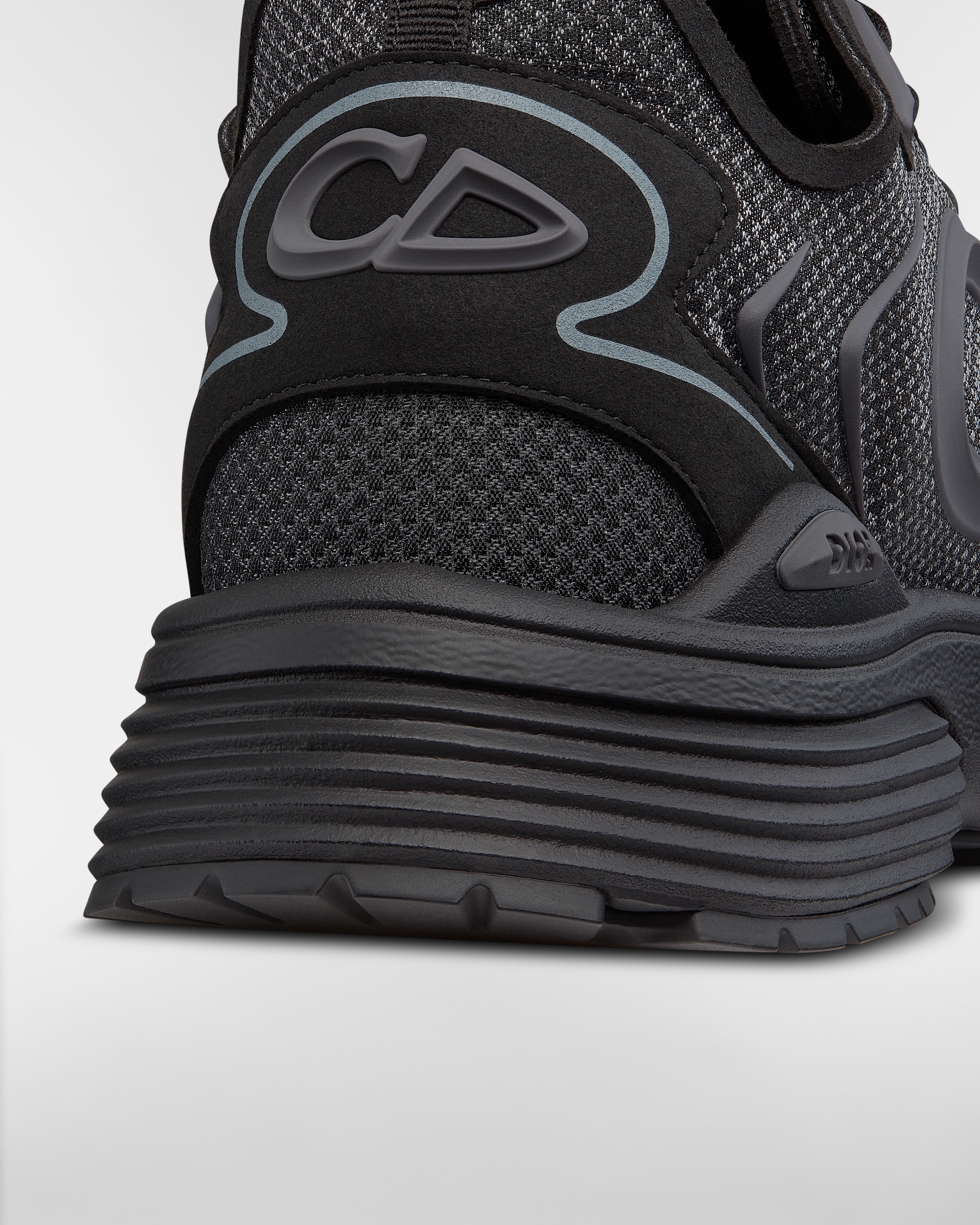 B30 Countdown Tech Sneaker Black Semi-Transparent N3O Nylon, Black Technical Fabric and Gray Rubber E09