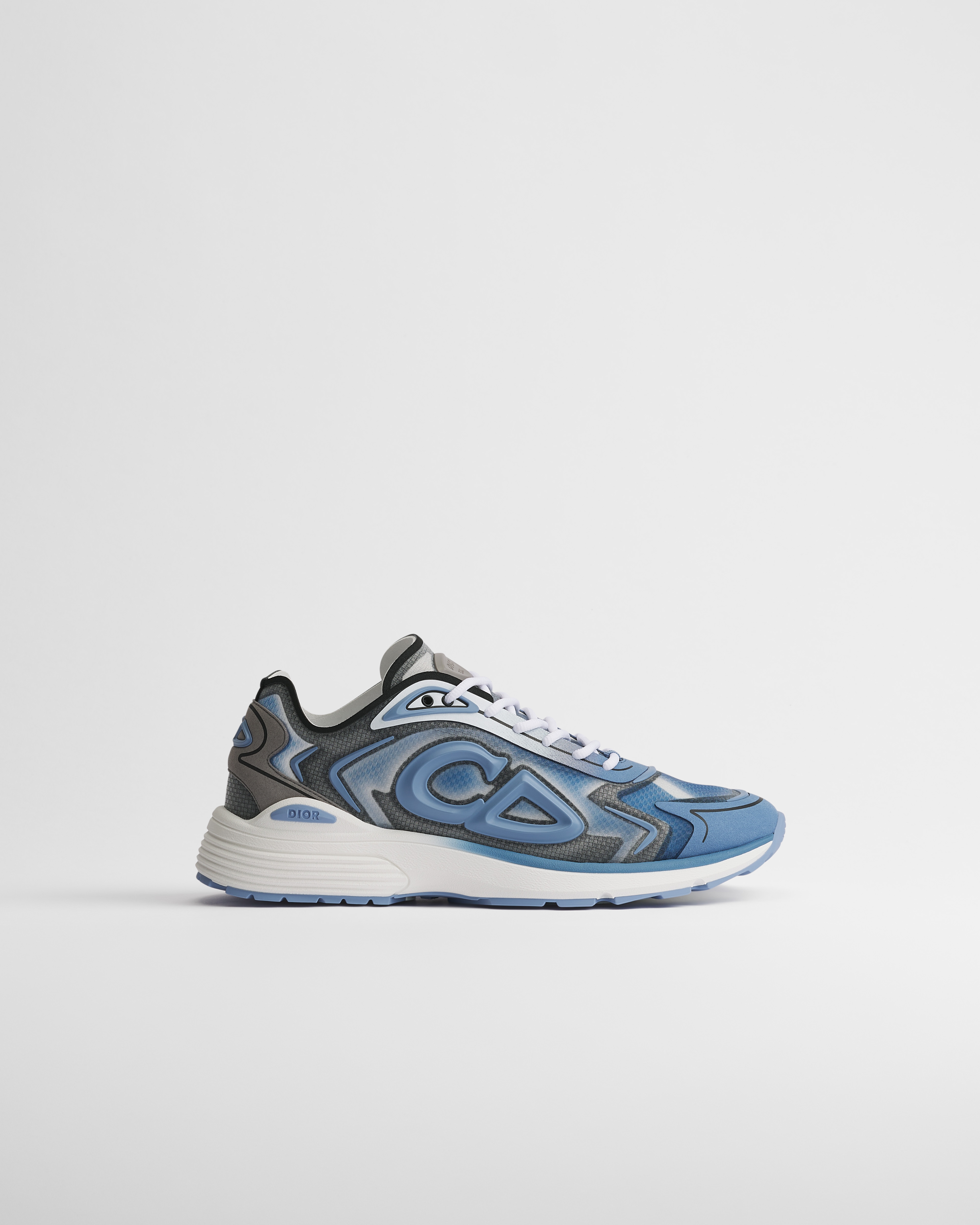 B30 Countdown Tech-sneaker Semi-transparant N3O nylon met blauw kleurverloop, grijze en blauwe technische stof en blauw rubber E02