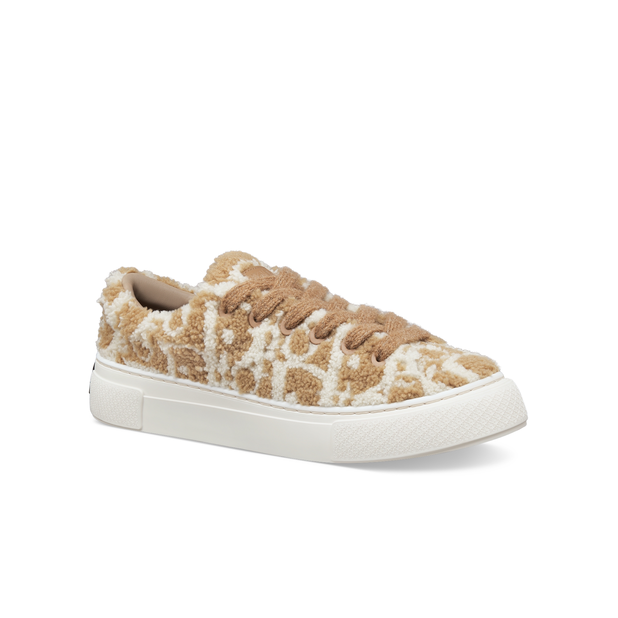 B33 Spin Sneaker – LIMITED AND NUMBERED EDITION Camel and Cream Dior Oblique Intarsia Shearling E03