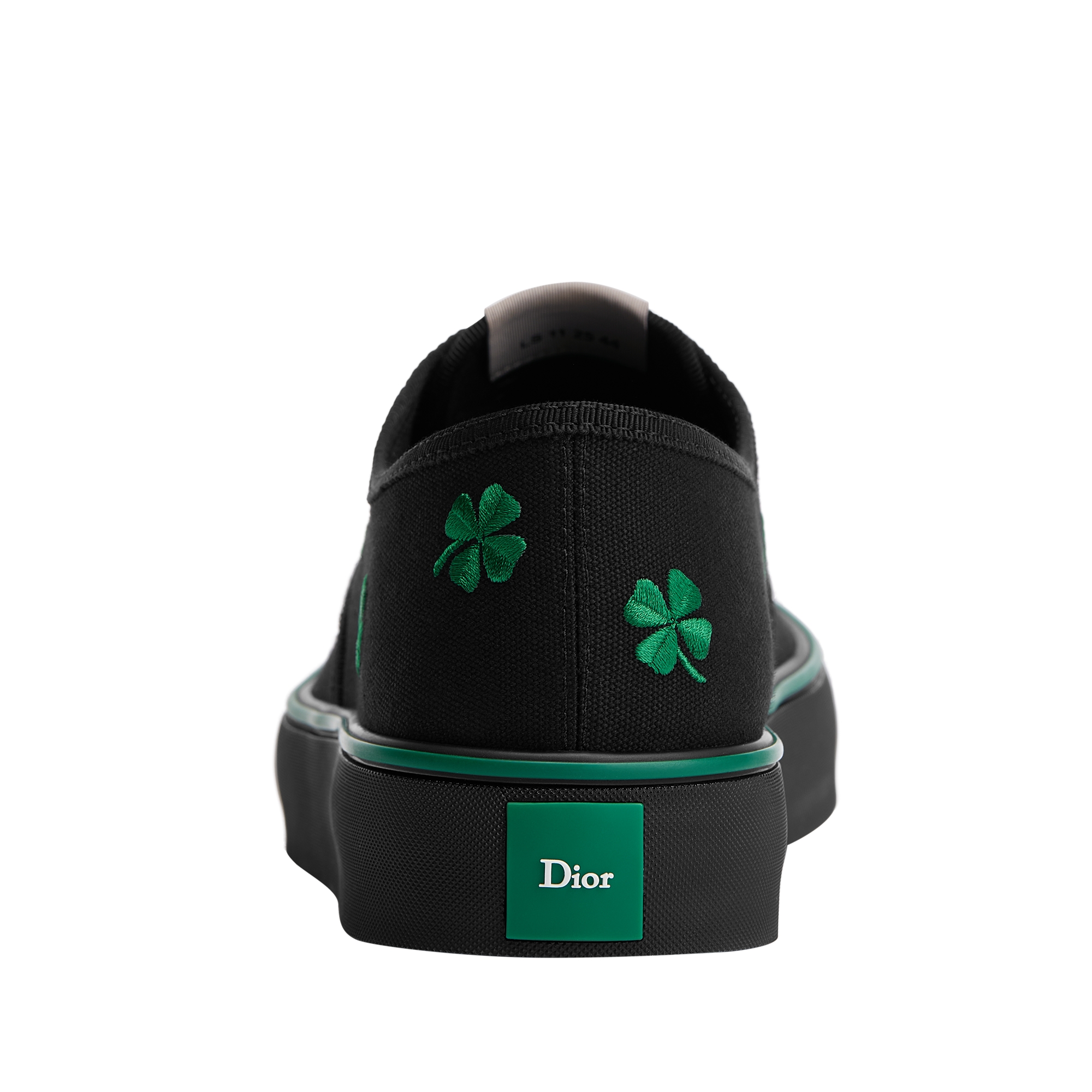 Dior Saltwind Sneaker Black Cotton Embroidered with Bright Green Dior Clover Motif E08