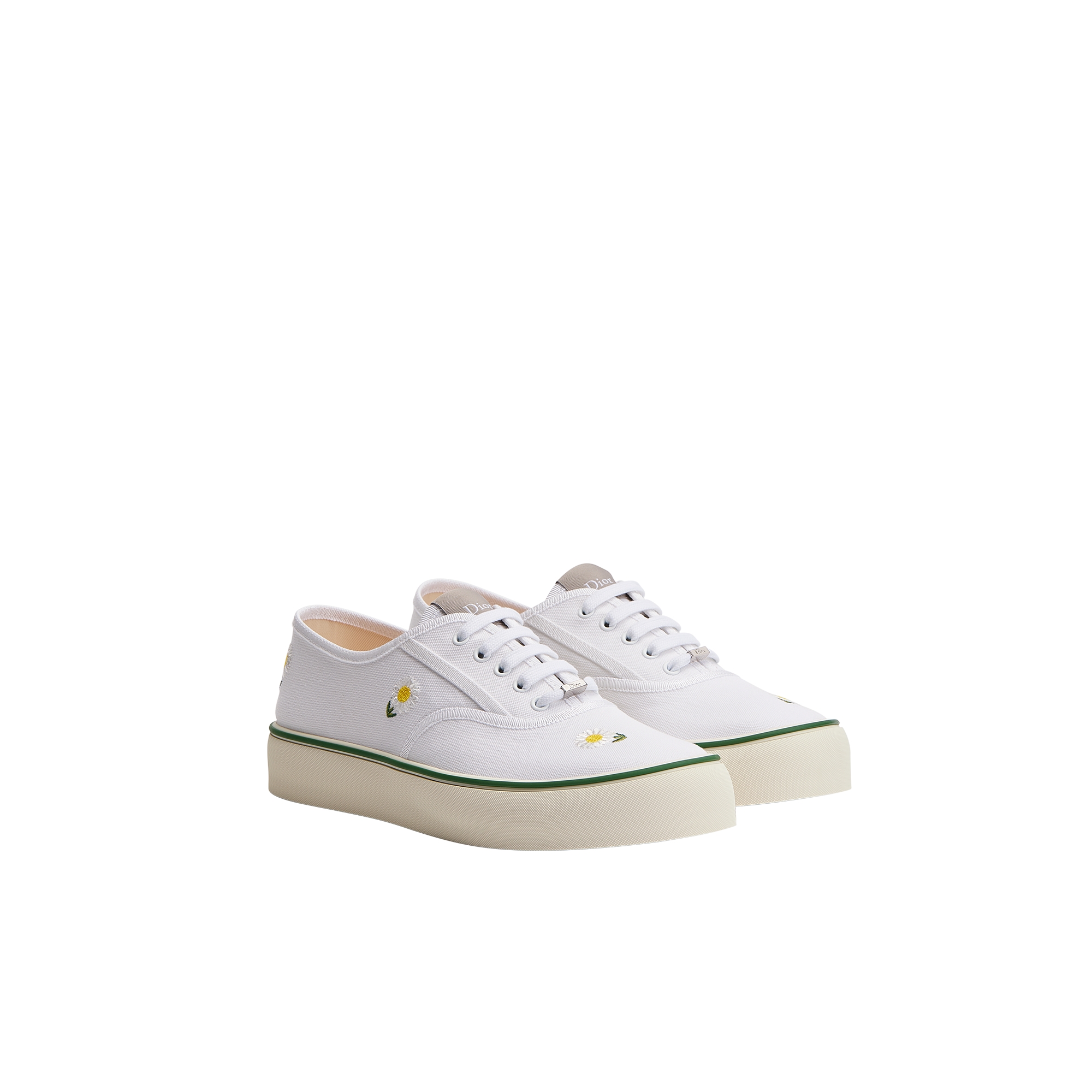 Dior Saltwind Sneaker White Cotton Embroidered with Multicolor Dior Daisy Motif E03